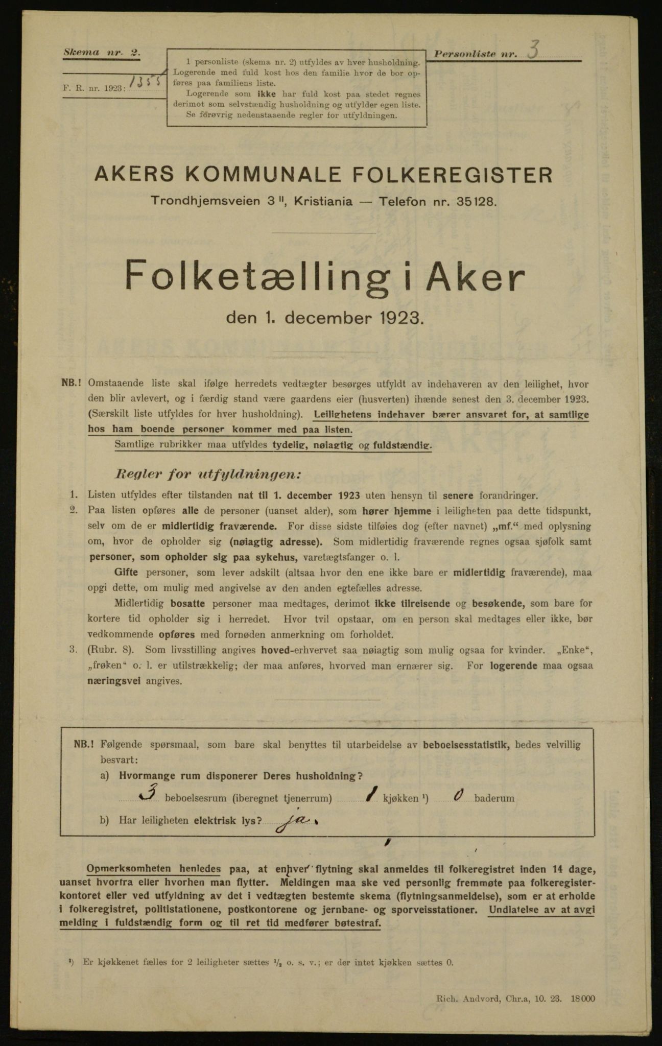 , Municipal Census 1923 for Aker, 1923, p. 16331