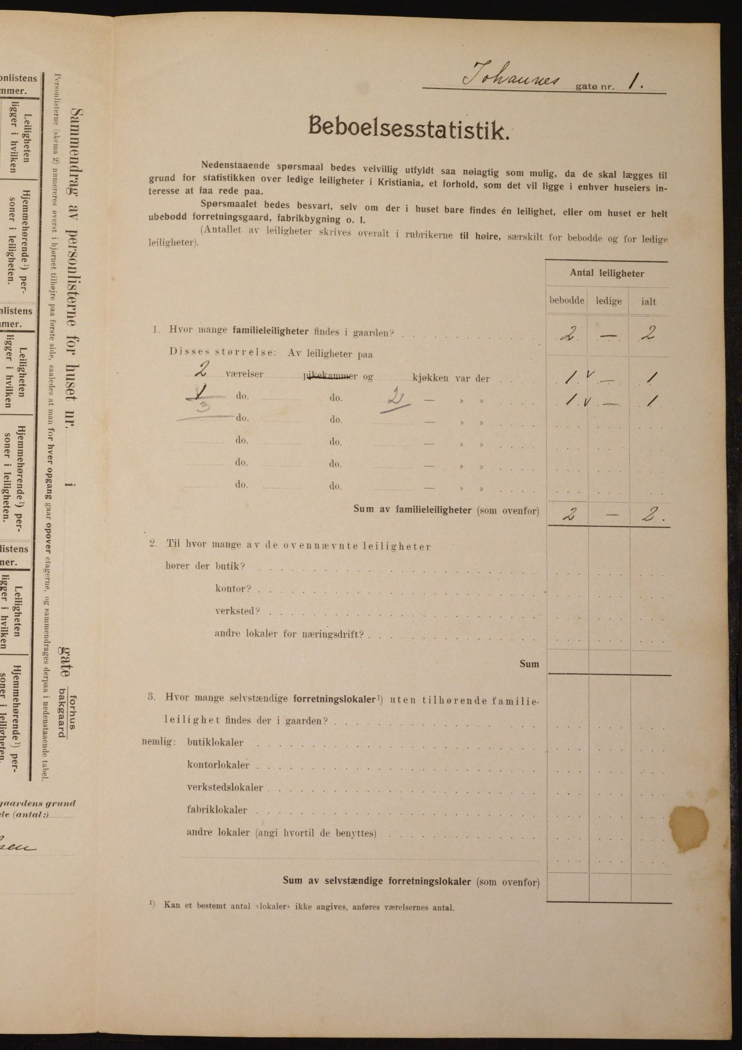 OBA, Municipal Census 1910 for Kristiania, 1910, p. 45823