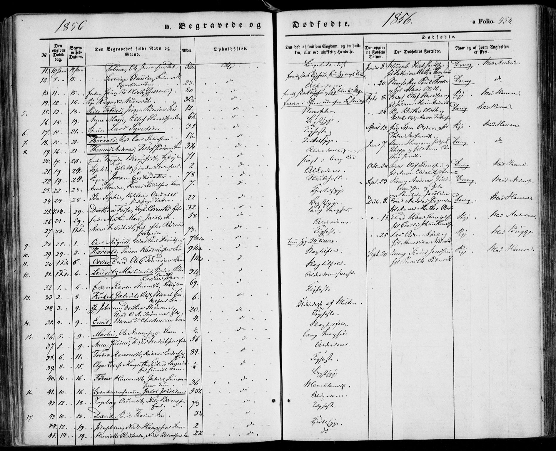 Kristiansand domprosti, SAK/1112-0006/F/Fa/L0014: Parish register (official) no. A 14, 1852-1867, p. 454