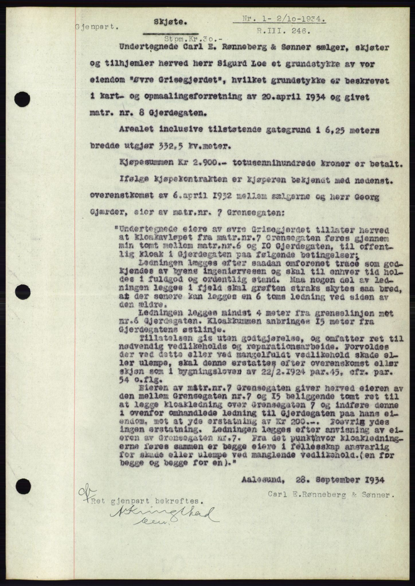 Ålesund byfogd, AV/SAT-A-4384: Mortgage book no. 31, 1933-1934, Deed date: 02.10.1934