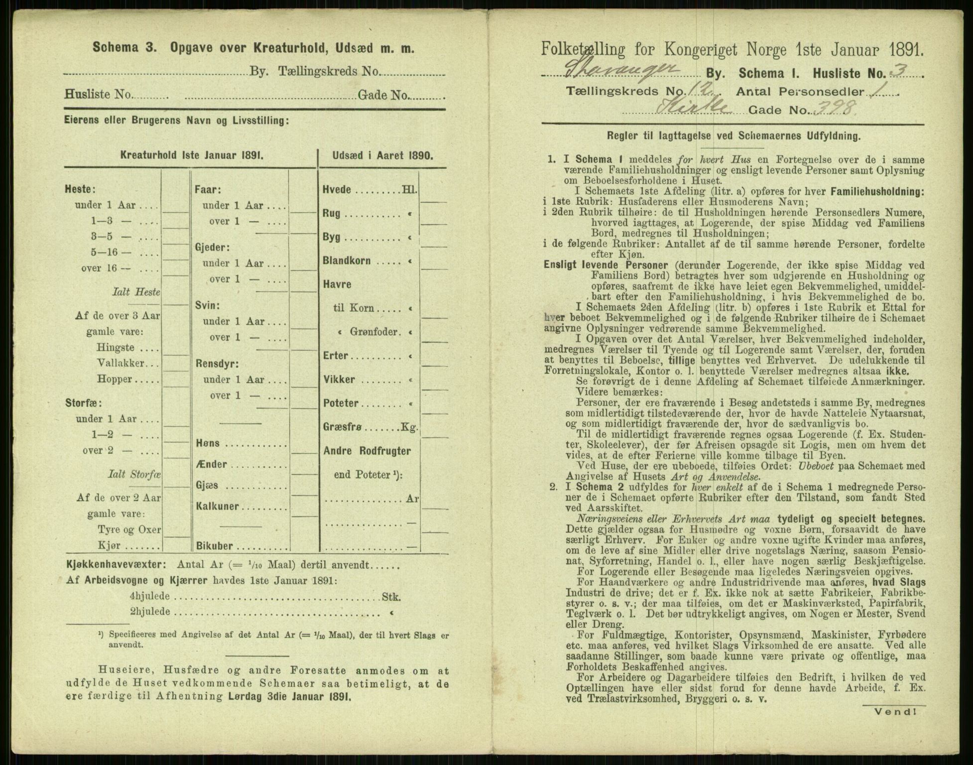 RA, 1891 census for 1103 Stavanger, 1891, p. 2165