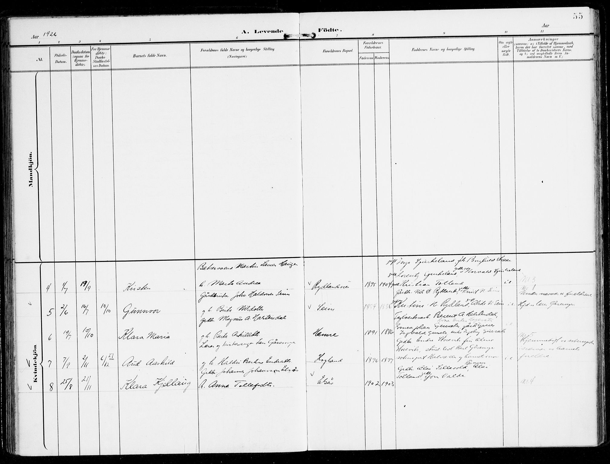 Alversund Sokneprestembete, AV/SAB-A-73901/H/Ha/Haa/Haad/L0004: Parish register (official) no. D 4, 1898-1926, p. 55