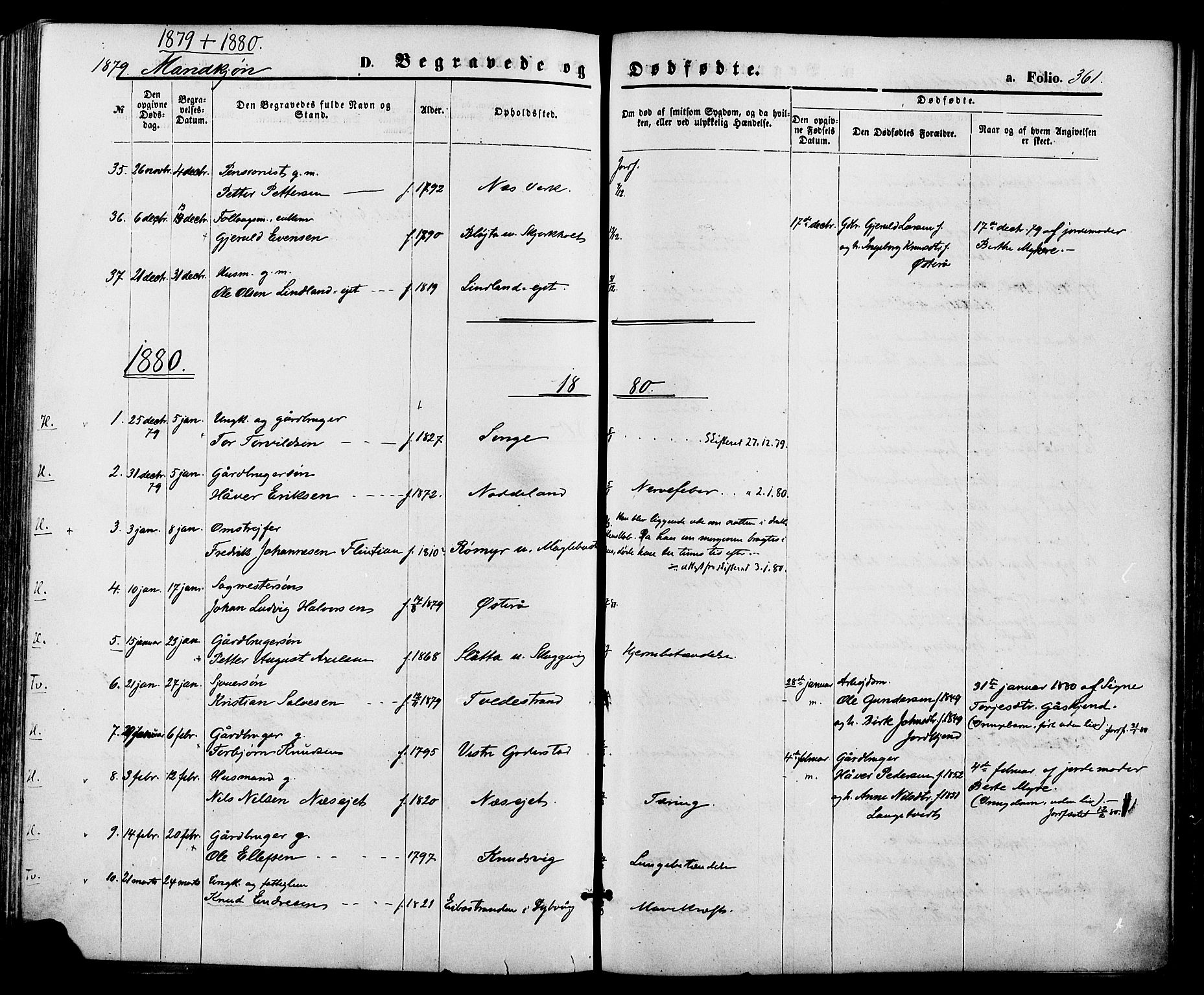 Holt sokneprestkontor, AV/SAK-1111-0021/F/Fa/L0010: Parish register (official) no. A 10, 1872-1885, p. 361