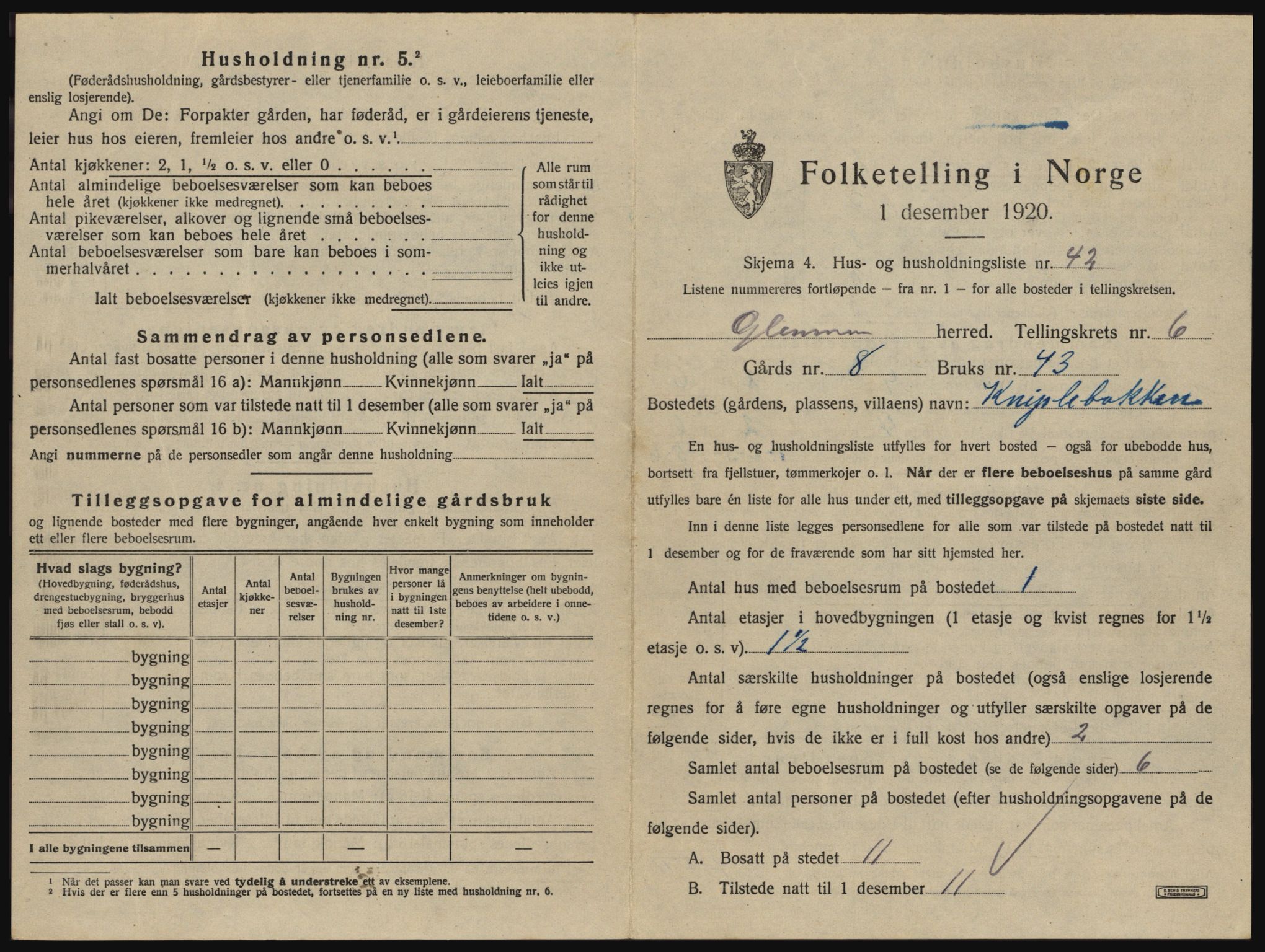 SAO, 1920 census for Glemmen, 1920, p. 2241