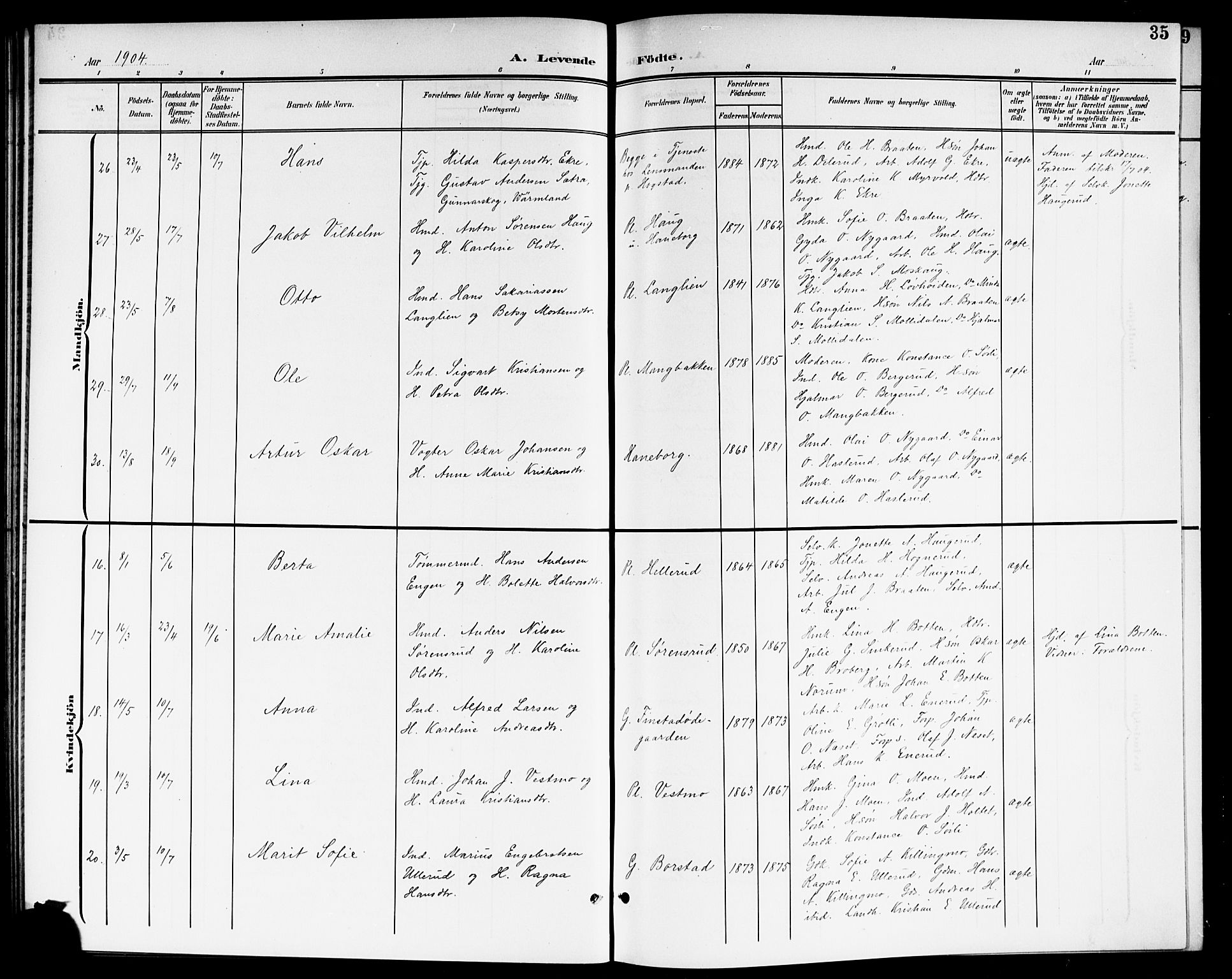 Aurskog prestekontor Kirkebøker, SAO/A-10304a/G/Ga/L0004: Parish register (copy) no. I 4, 1901-1921, p. 35