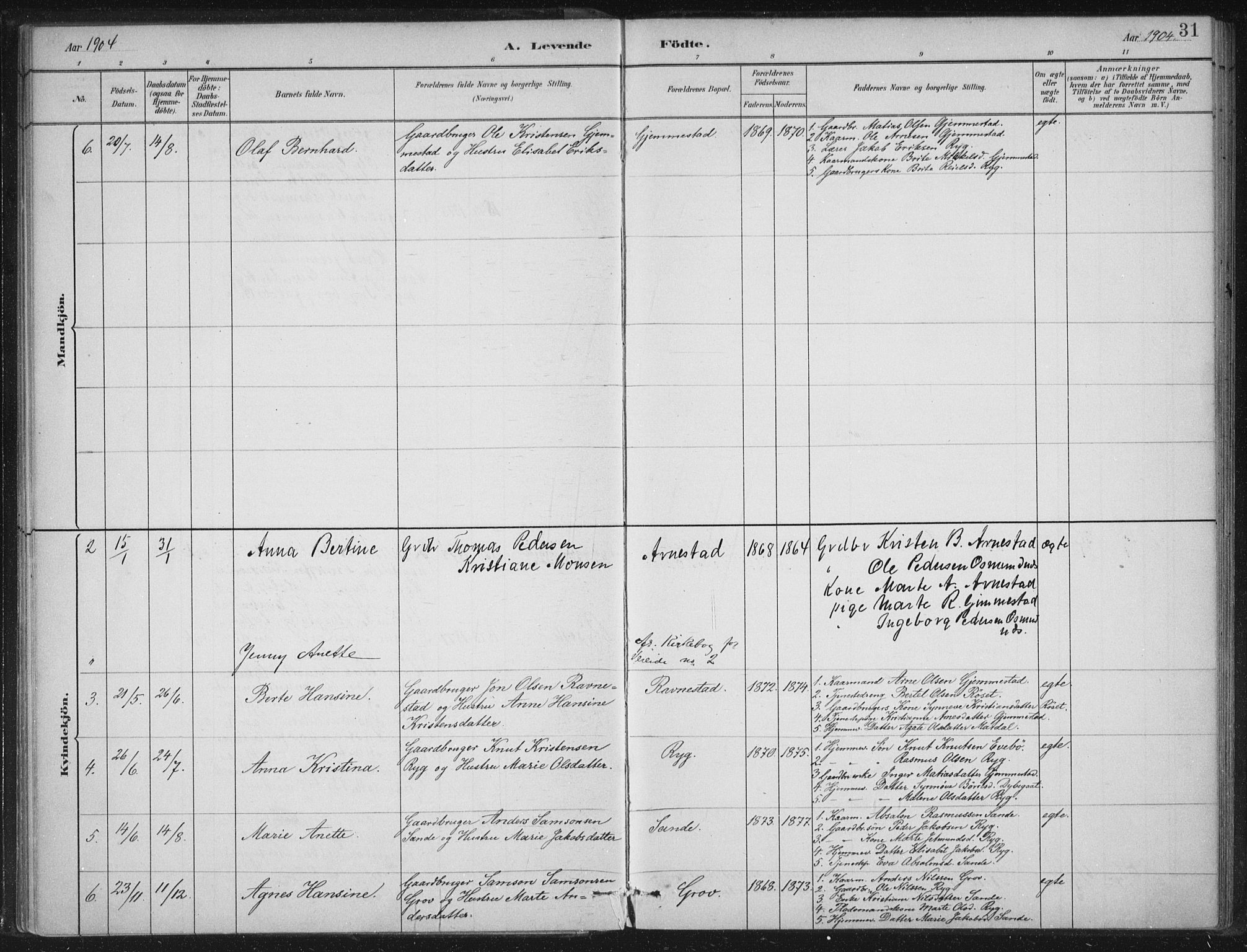 Gloppen sokneprestembete, AV/SAB-A-80101/H/Haa/Haad/L0001: Parish register (official) no. D  1, 1885-1910, p. 31