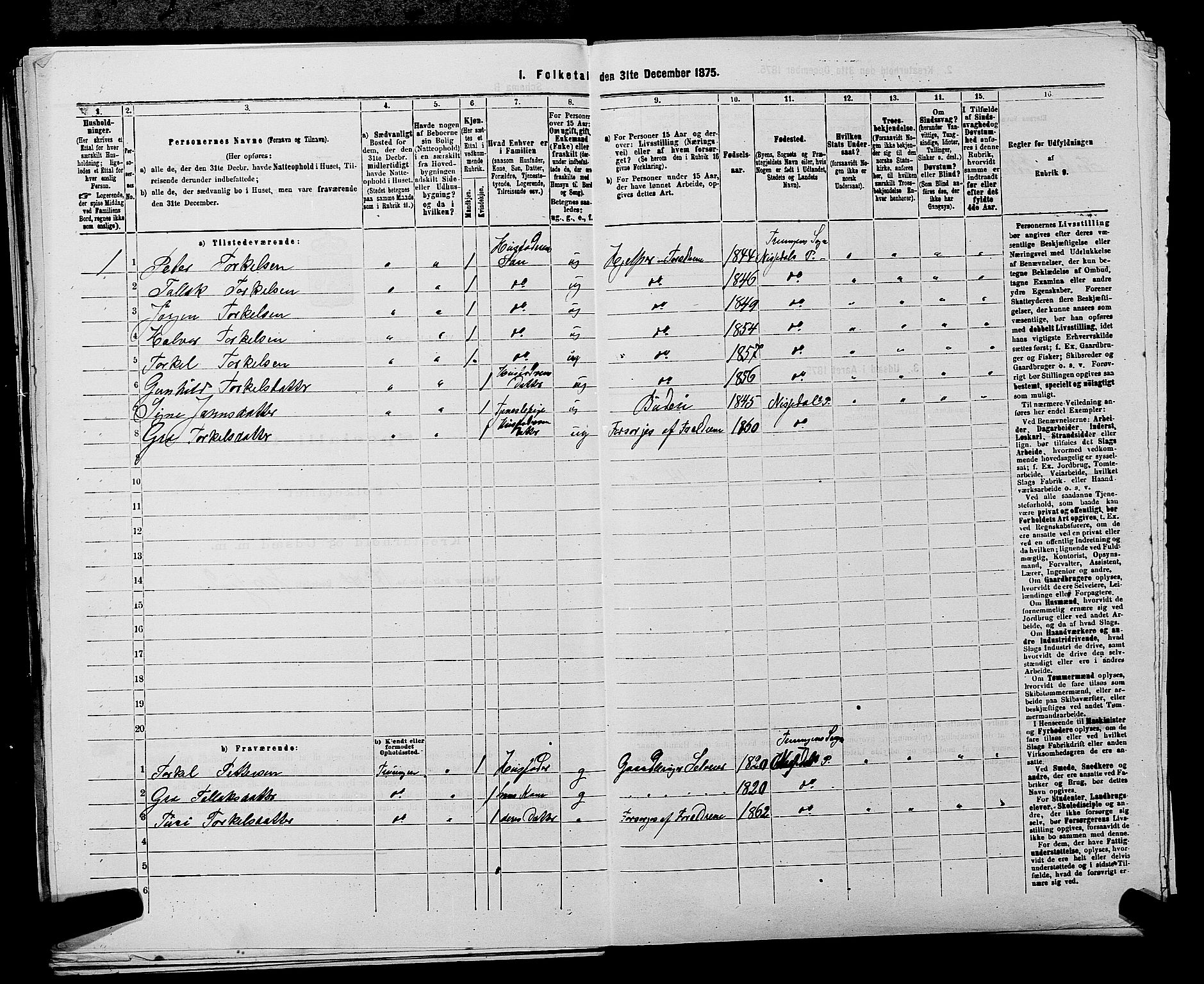 SAKO, 1875 census for 0830P Nissedal, 1875, p. 96