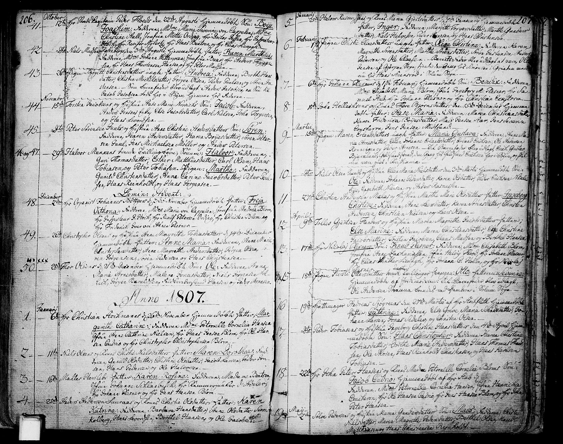 Skien kirkebøker, SAKO/A-302/F/Fa/L0004: Parish register (official) no. 4, 1792-1814, p. 206-207