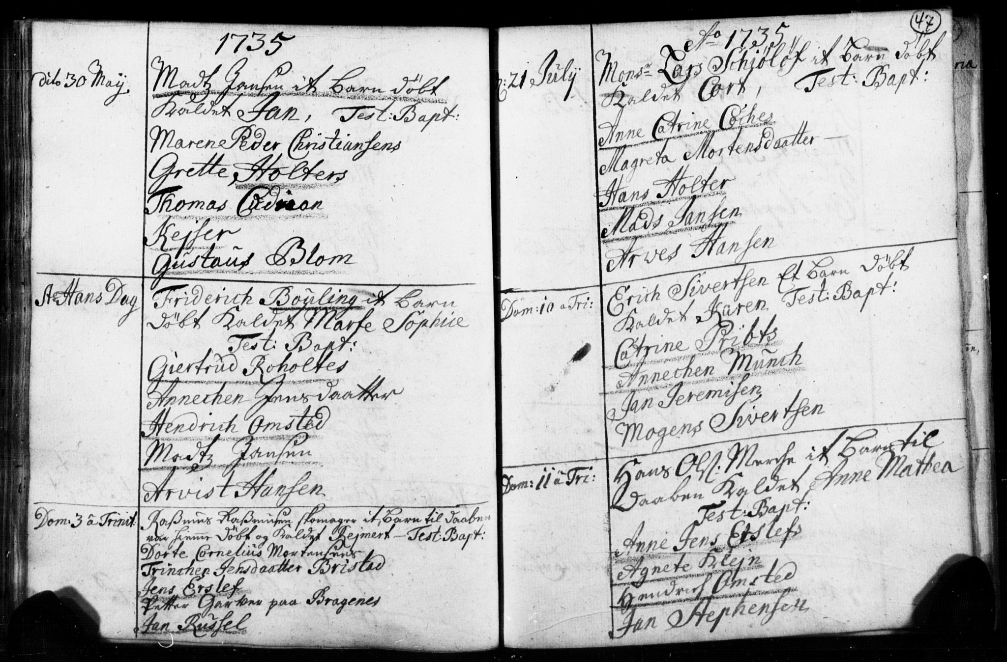 Strømsø kirkebøker, AV/SAKO-A-246/F/Fb/L0001: Parish register (official) no. II 1, 1725-1737, p. 47