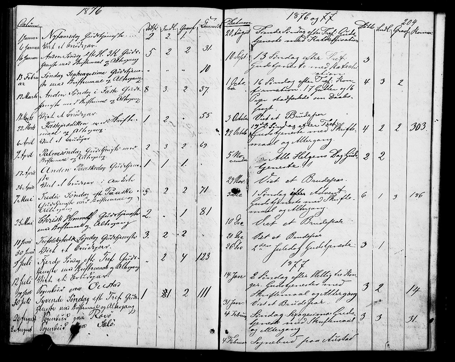 Lyngdal sokneprestkontor, AV/SAK-1111-0029/F/Fa/Faa/L0003: Parish register (official) no. A 3, 1871-1882, p. 204