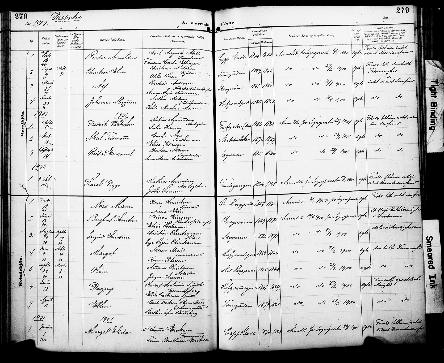 Bragernes kirkebøker, AV/SAKO-A-6/F/Fb/L0008: Parish register (official) no. II 8, 1894-1902, p. 279