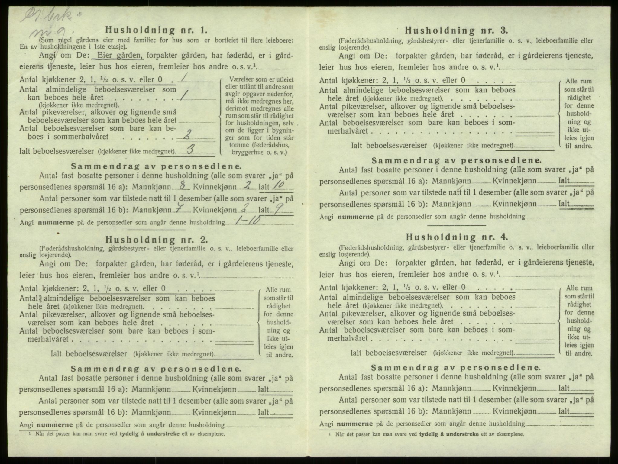 SAB, 1920 census for Selje, 1920, p. 1066