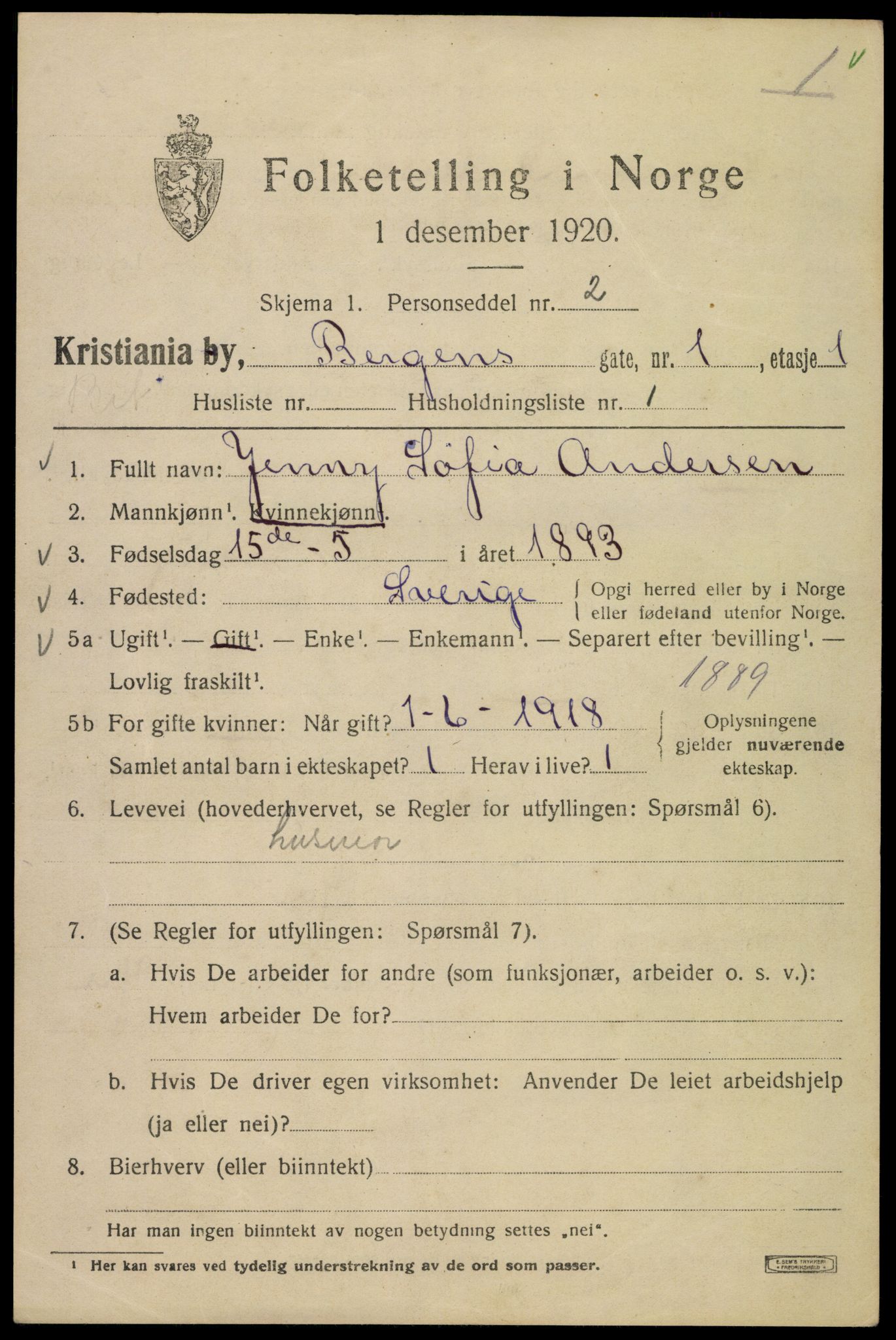 SAO, 1920 census for Kristiania, 1920, p. 152029