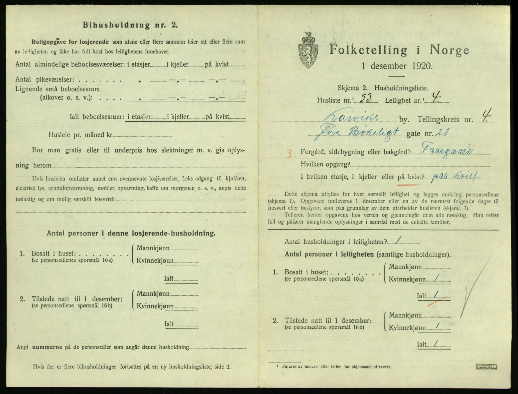 SAKO, 1920 census for Larvik, 1920, p. 4412