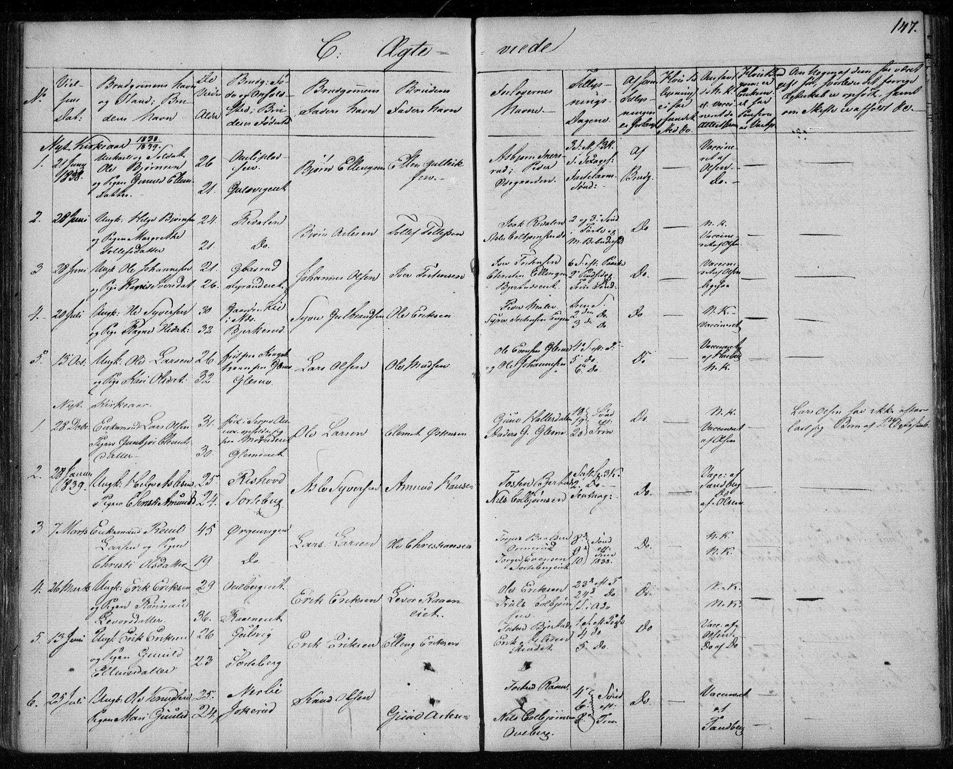 Krødsherad kirkebøker, SAKO/A-19/F/Fa/L0002: Parish register (official) no. 2, 1829-1851, p. 147
