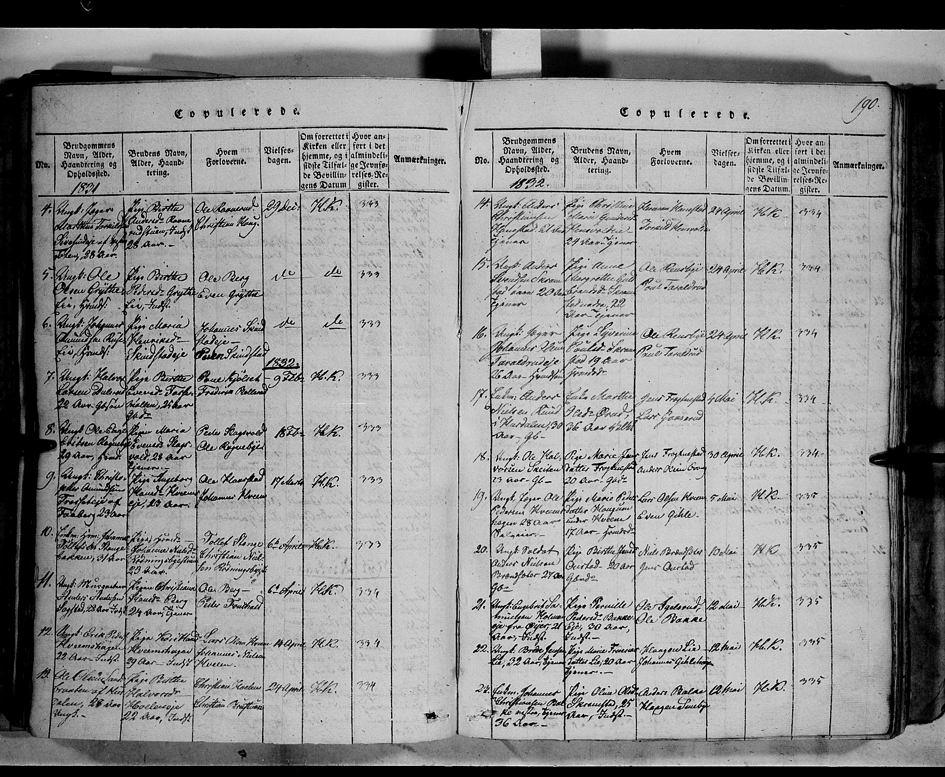 Østre Toten prestekontor, SAH/PREST-104/H/Ha/Haa/L0001: Parish register (official) no. 1, 1828-1839, p. 190