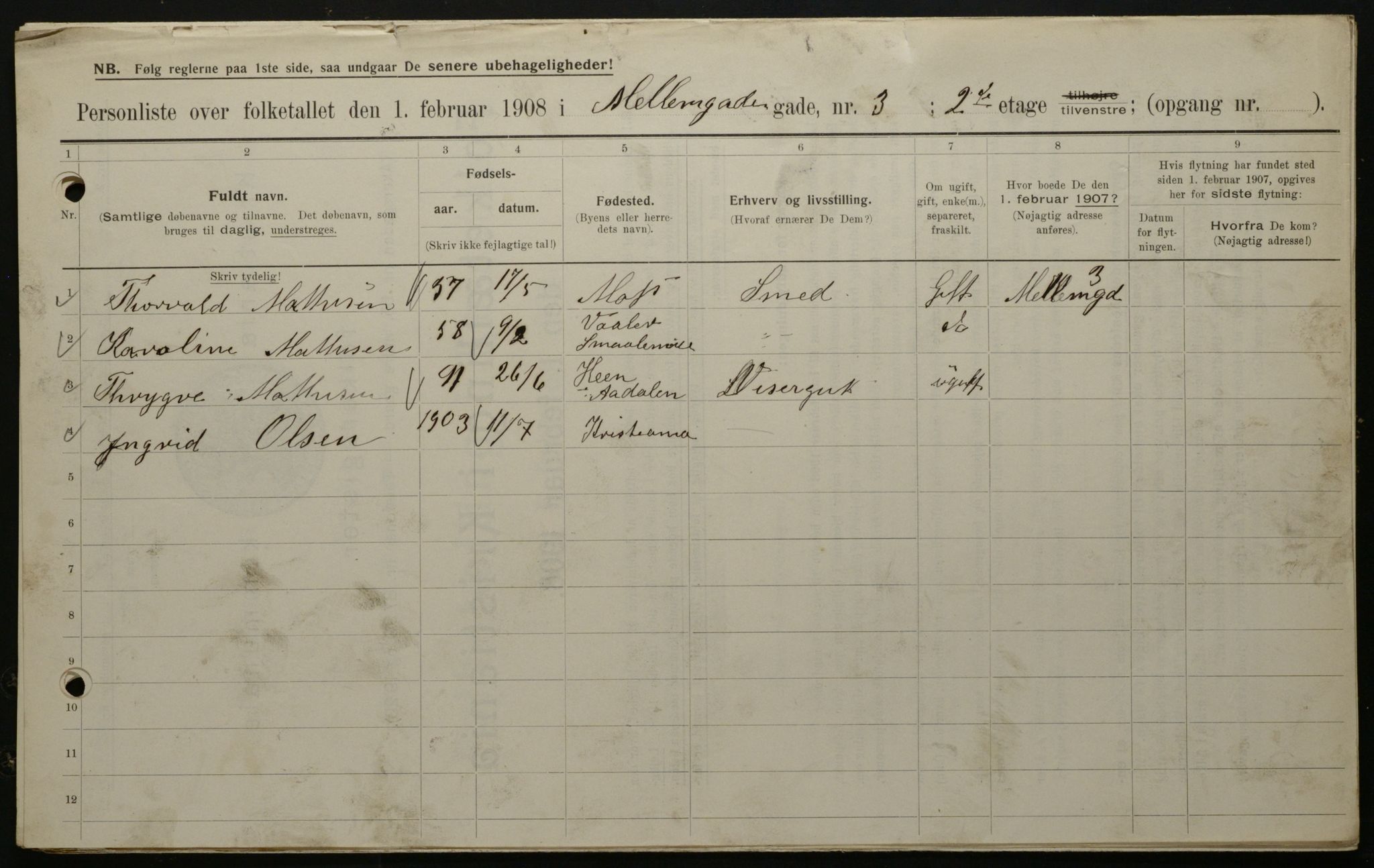 OBA, Municipal Census 1908 for Kristiania, 1908, p. 58304