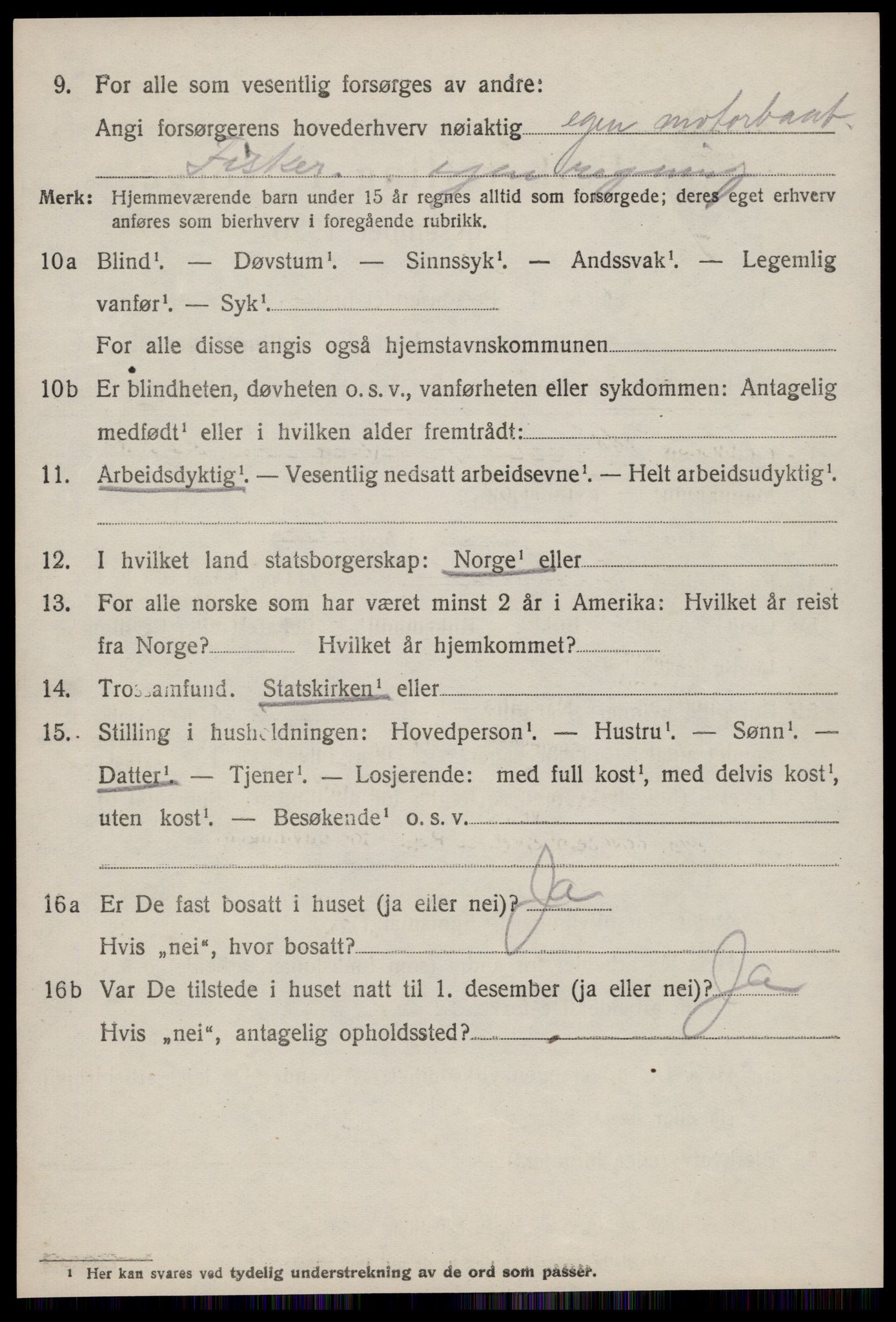 SAT, 1920 census for Hustad, 1920, p. 1482