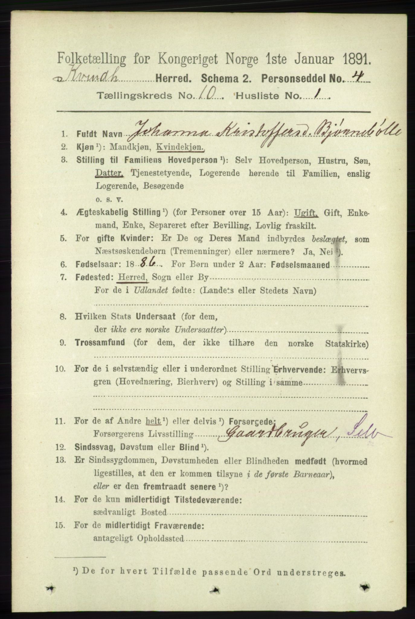 RA, 1891 census for 1224 Kvinnherad, 1891, p. 3566