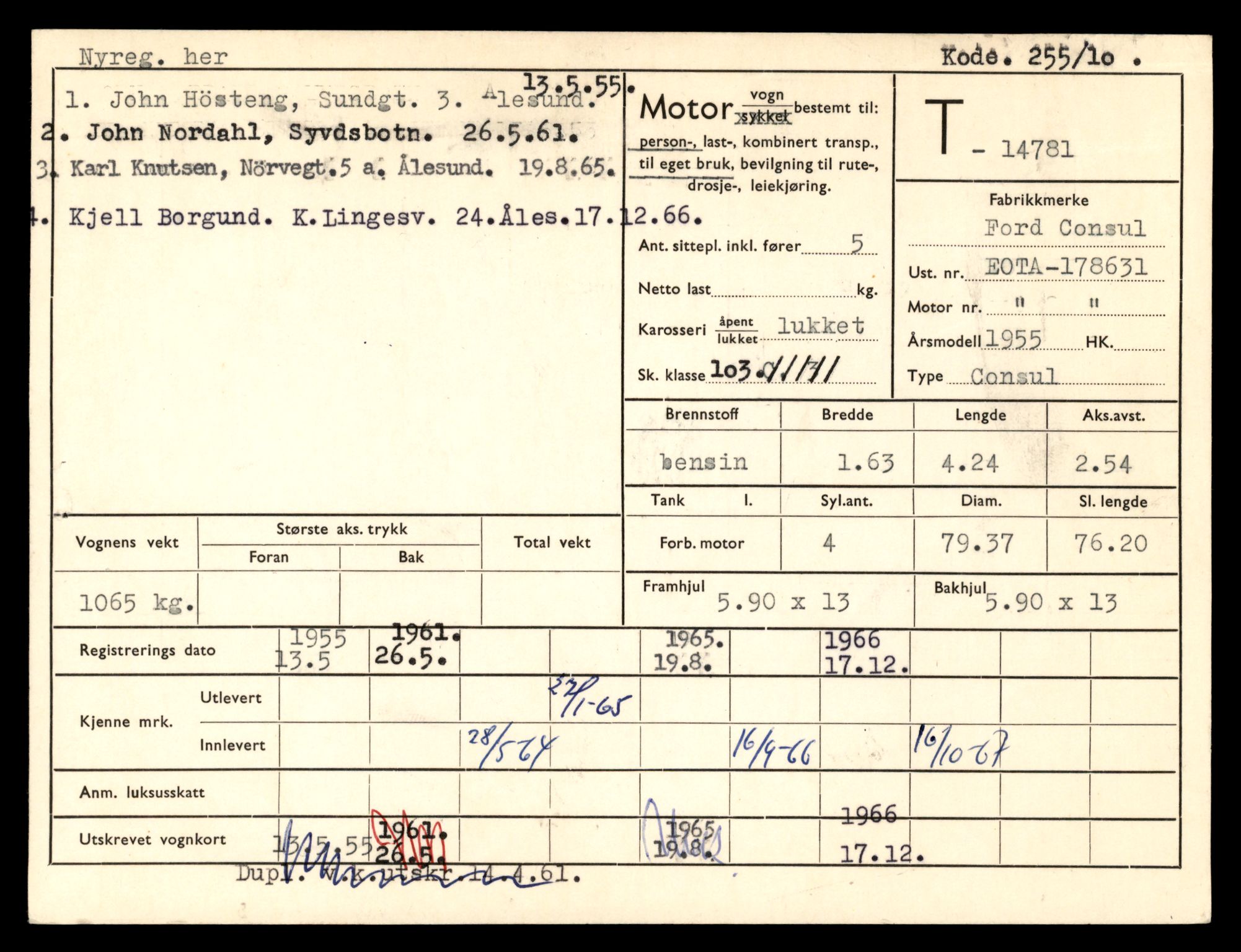 Møre og Romsdal vegkontor - Ålesund trafikkstasjon, AV/SAT-A-4099/F/Fe/L0048: Registreringskort for kjøretøy T 14721 - T 14863, 1927-1998, p. 1261