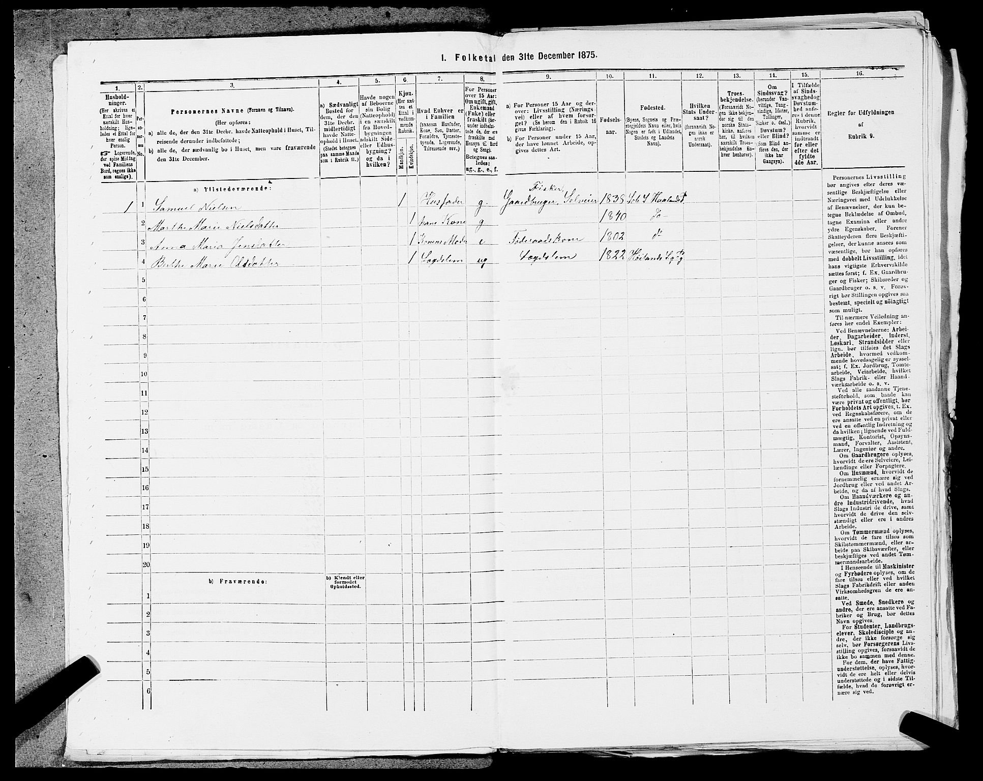 SAST, 1875 census for 1124P Håland, 1875, p. 645