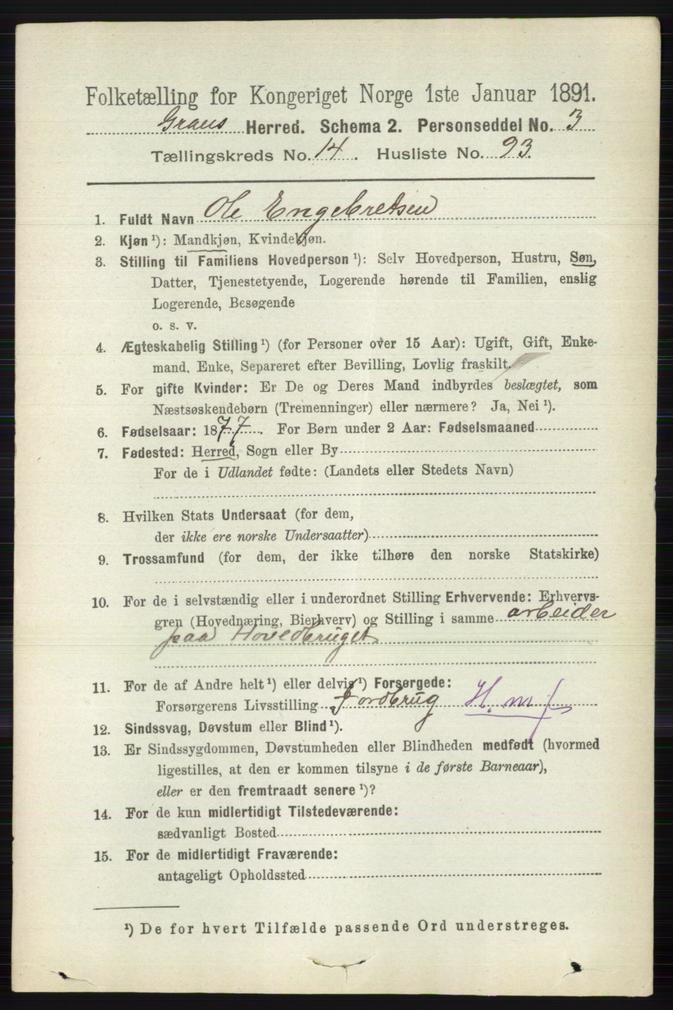 RA, 1891 census for 0534 Gran, 1891, p. 7537