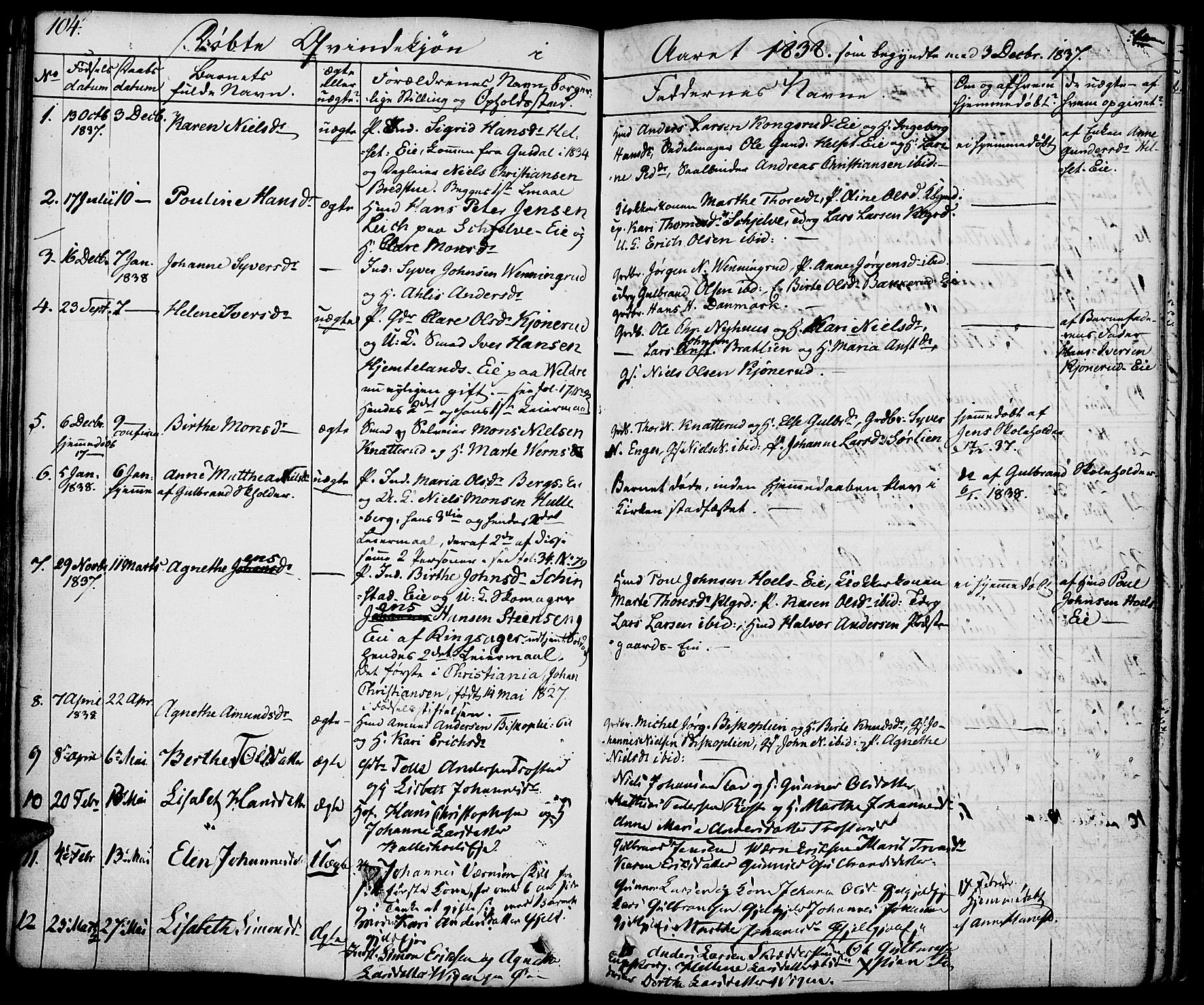 Nes prestekontor, Hedmark, SAH/PREST-020/K/Ka/L0003: Parish register (official) no. 3, 1827-1851, p. 104