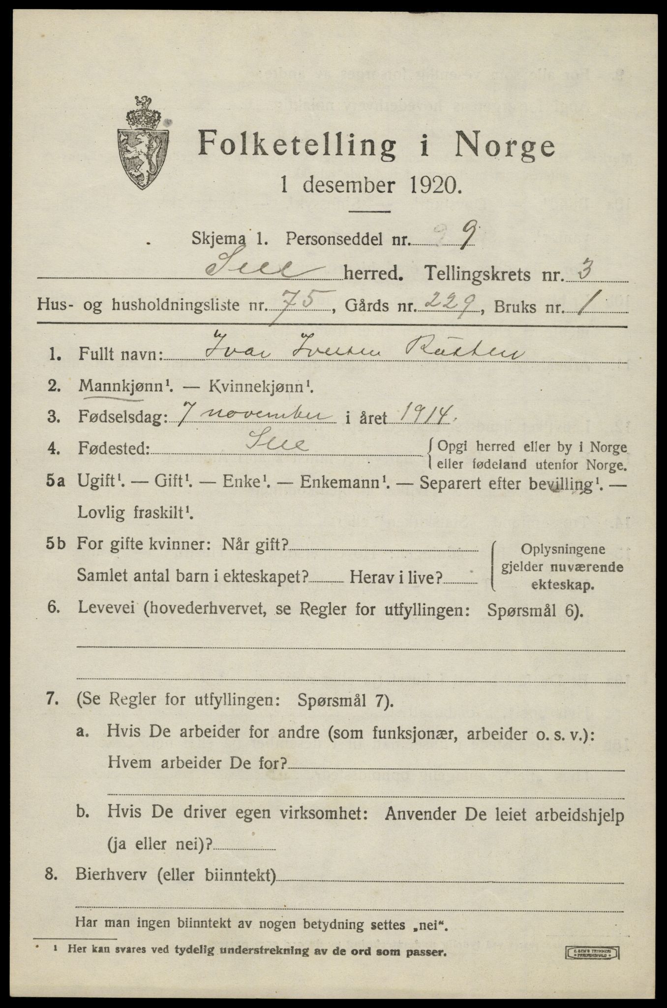 SAH, 1920 census for Sel, 1920, p. 3114