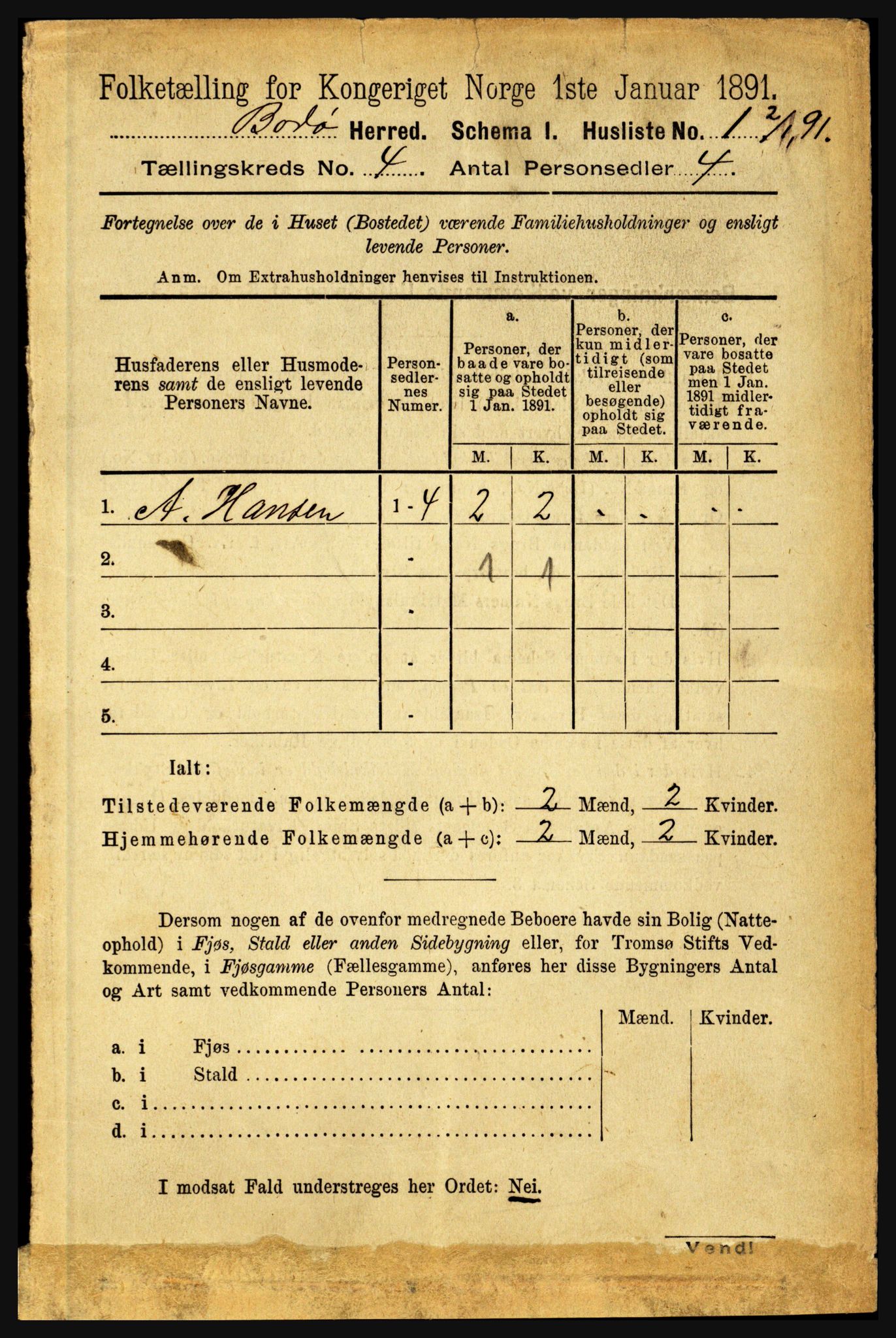 RA, 1891 census for 1843 Bodø, 1891, p. 2122