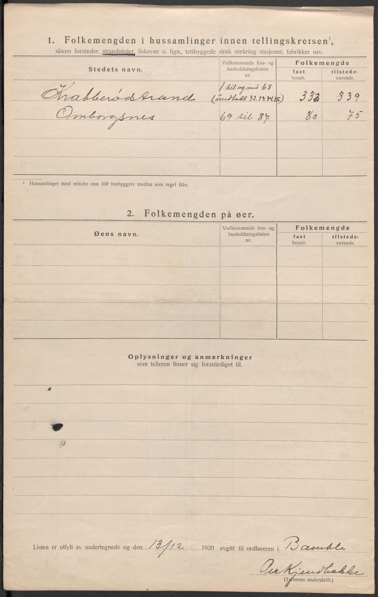 SAKO, 1920 census for Bamble, 1920, p. 24