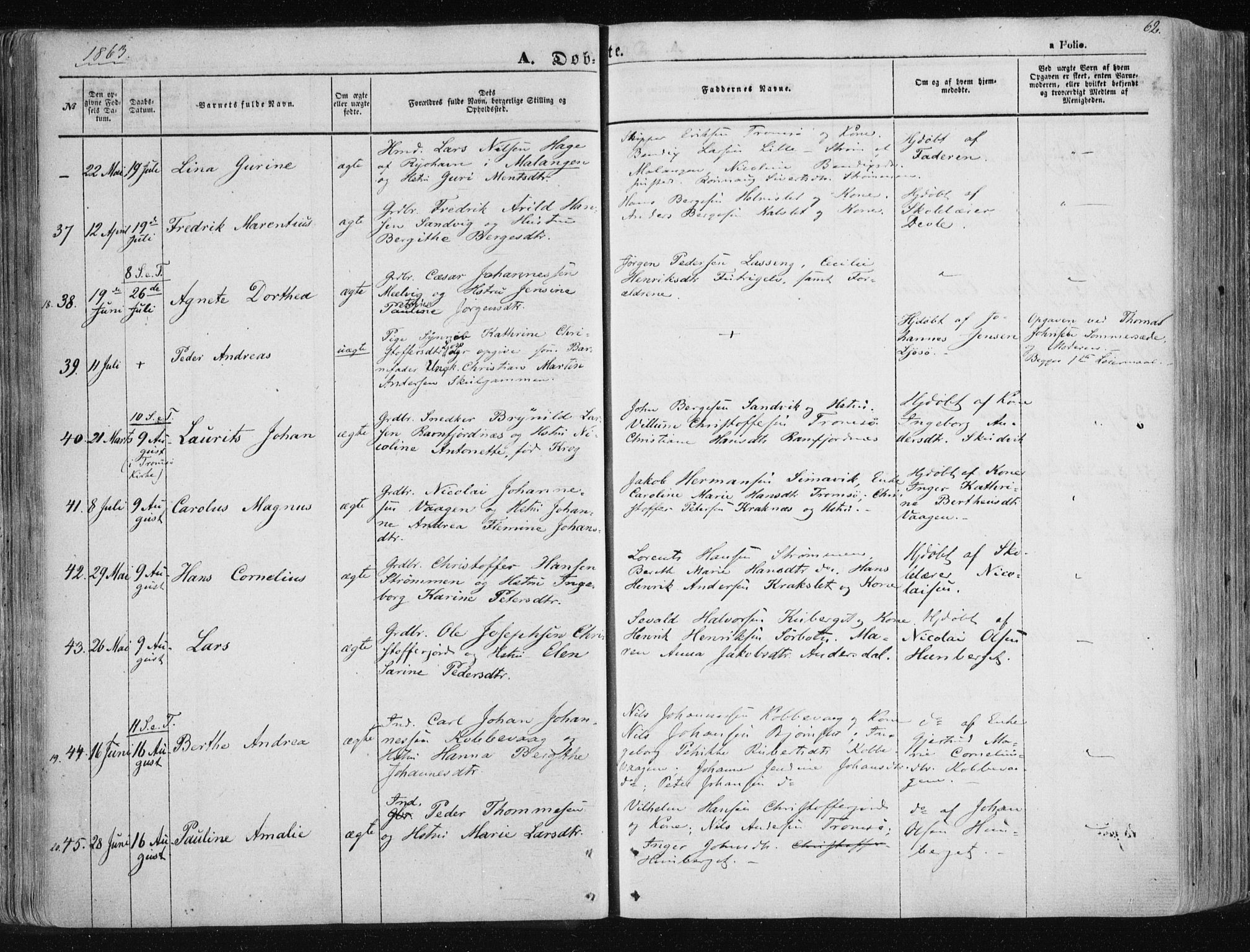 Tromsøysund sokneprestkontor, SATØ/S-1304/G/Ga/L0001kirke: Parish register (official) no. 1, 1856-1867, p. 62