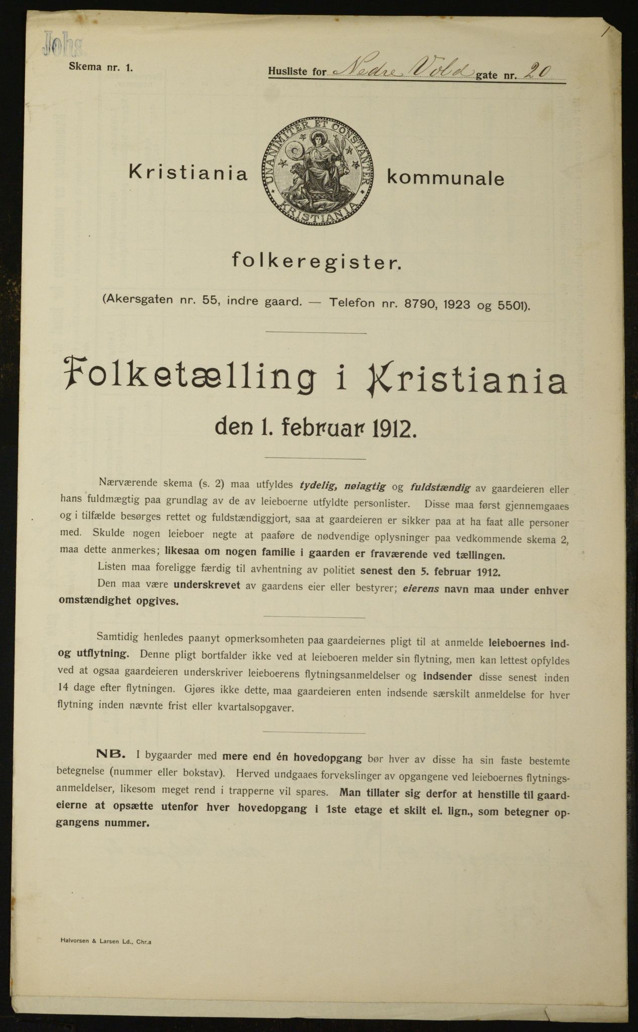 OBA, Municipal Census 1912 for Kristiania, 1912, p. 70223