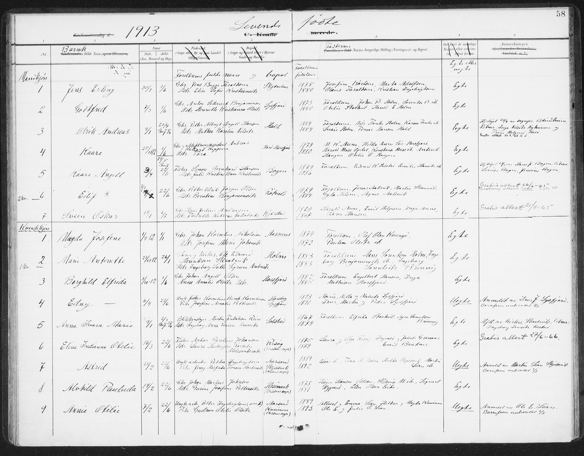 Ministerialprotokoller, klokkerbøker og fødselsregistre - Nordland, AV/SAT-A-1459/811/L0167: Parish register (official) no. 811A04, 1899-1913, p. 58