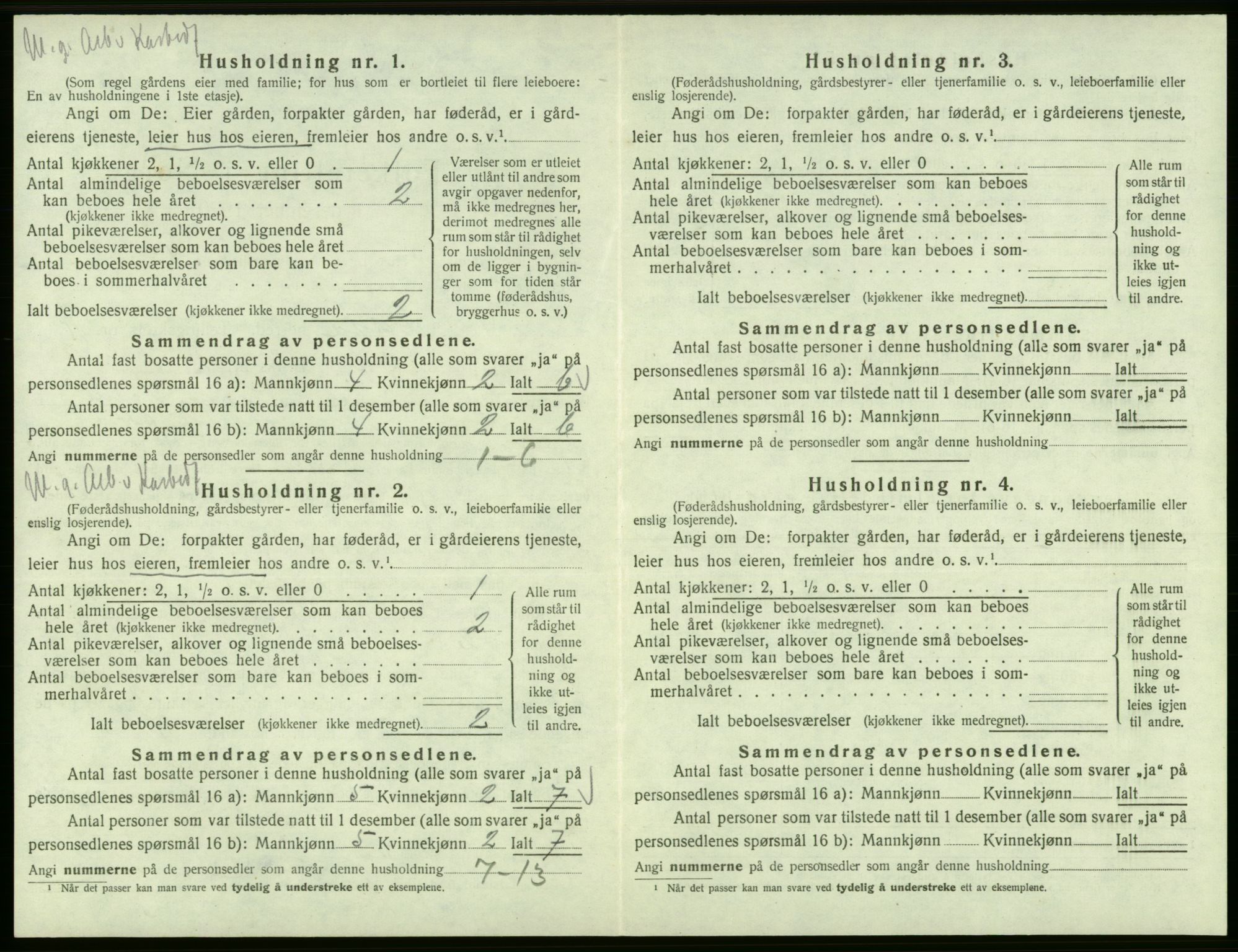 SAB, 1920 census for Odda, 1920, p. 1098