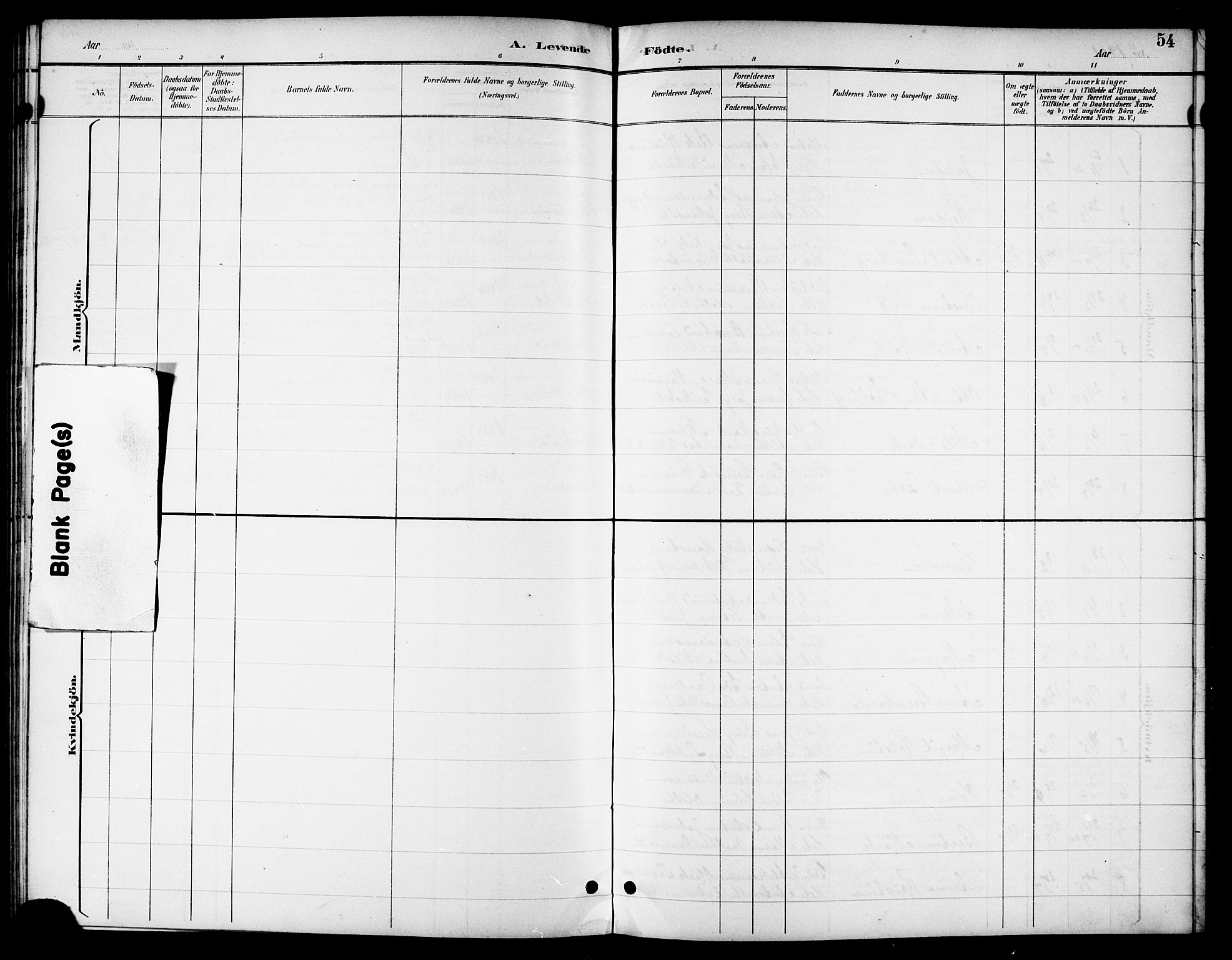 Ministerialprotokoller, klokkerbøker og fødselsregistre - Nordland, SAT/A-1459/831/L0478: Parish register (copy) no. 831C05, 1892-1909, p. 54