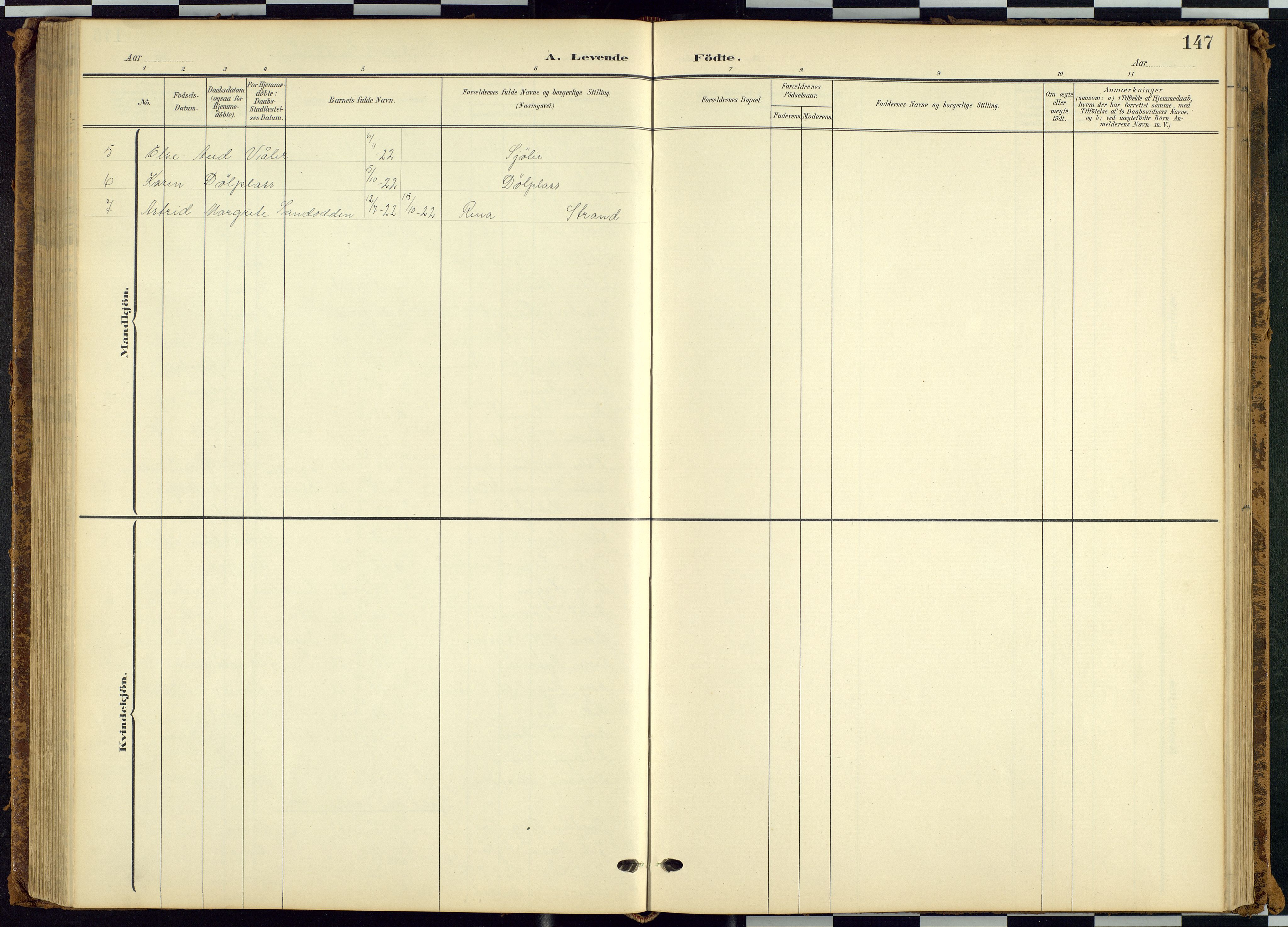 Rendalen prestekontor, SAH/PREST-054/H/Ha/Hab/L0010: Parish register (copy) no. 10, 1903-1940, p. 147