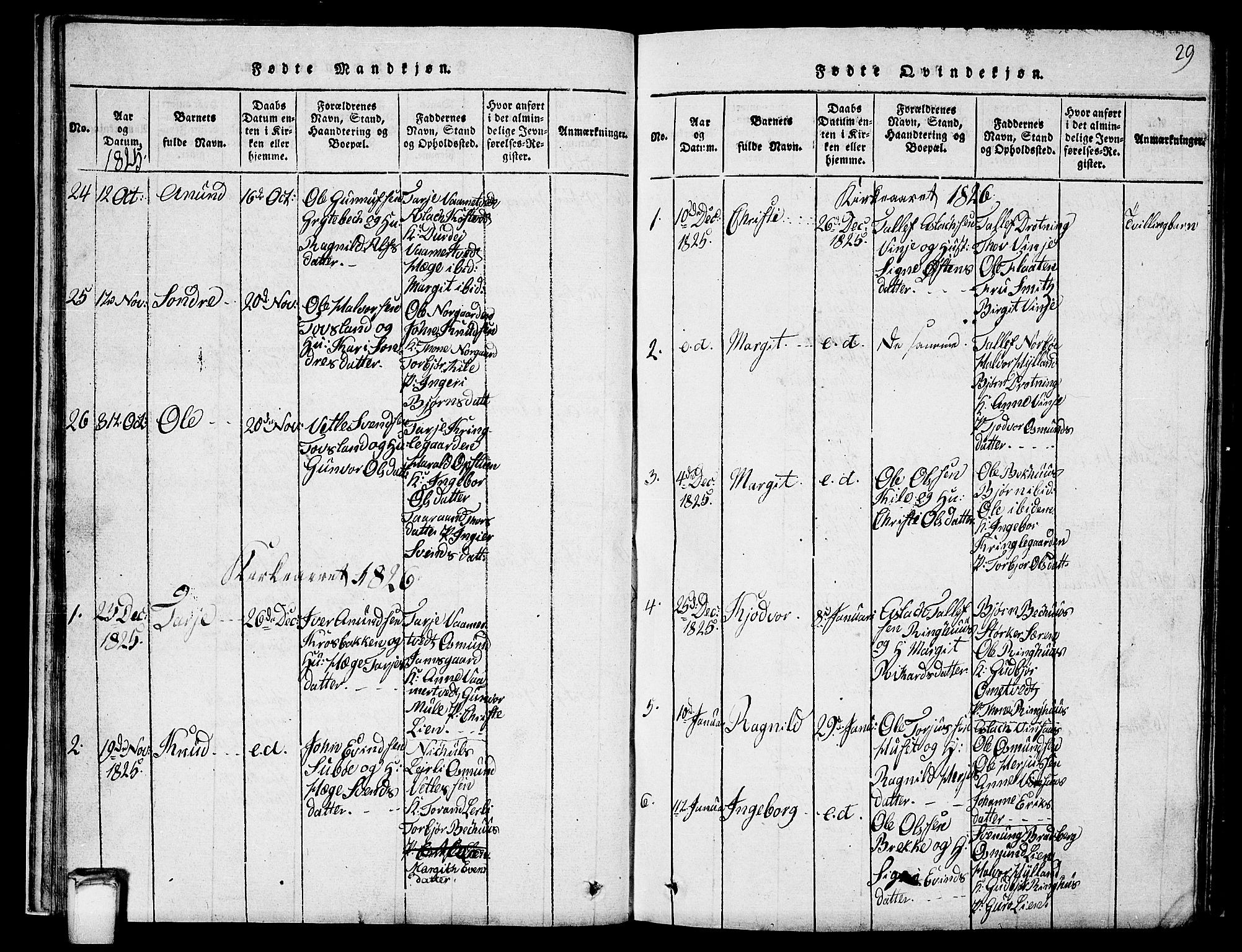 Vinje kirkebøker, SAKO/A-312/G/Ga/L0001: Parish register (copy) no. I 1, 1814-1843, p. 29