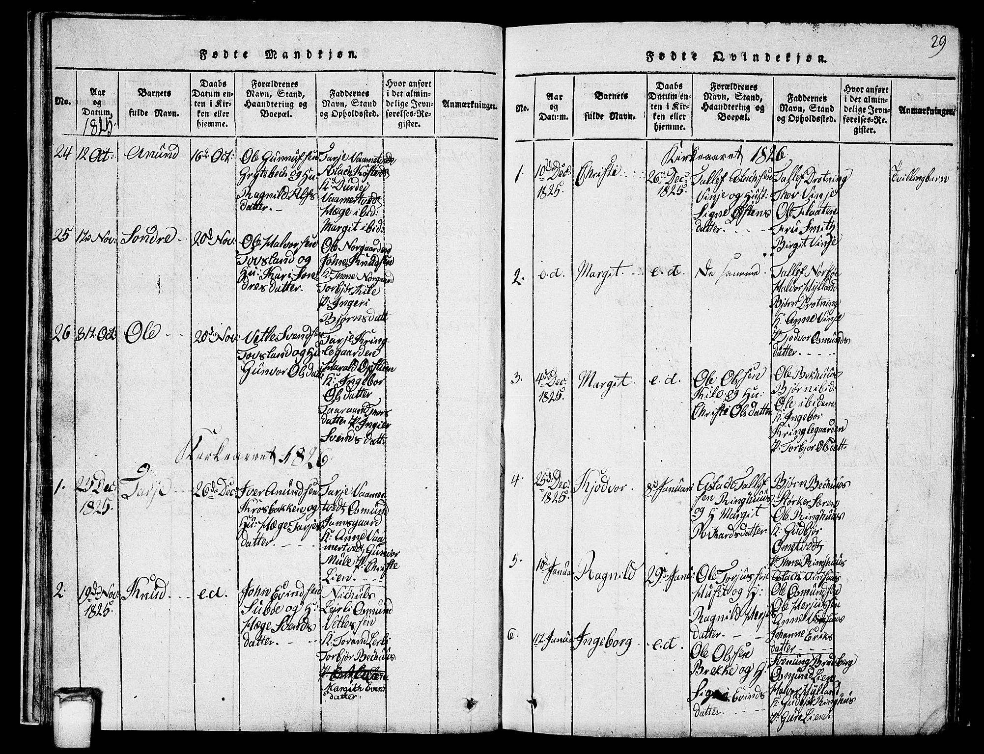 Vinje kirkebøker, AV/SAKO-A-312/G/Ga/L0001: Parish register (copy) no. I 1, 1814-1843, p. 29