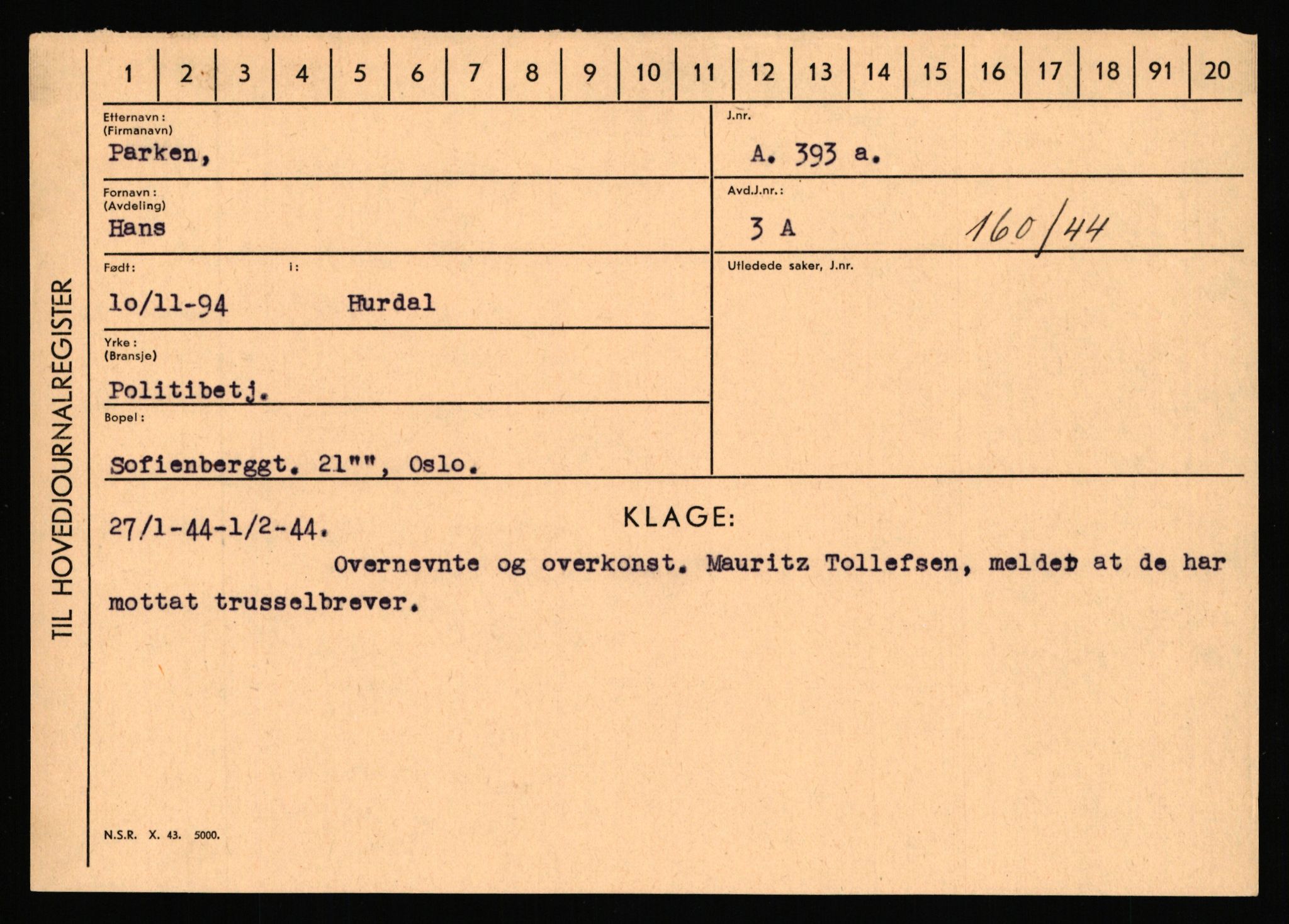 Statspolitiet - Hovedkontoret / Osloavdelingen, AV/RA-S-1329/C/Ca/L0012: Oanæs - Quistgaard	, 1943-1945, p. 2920