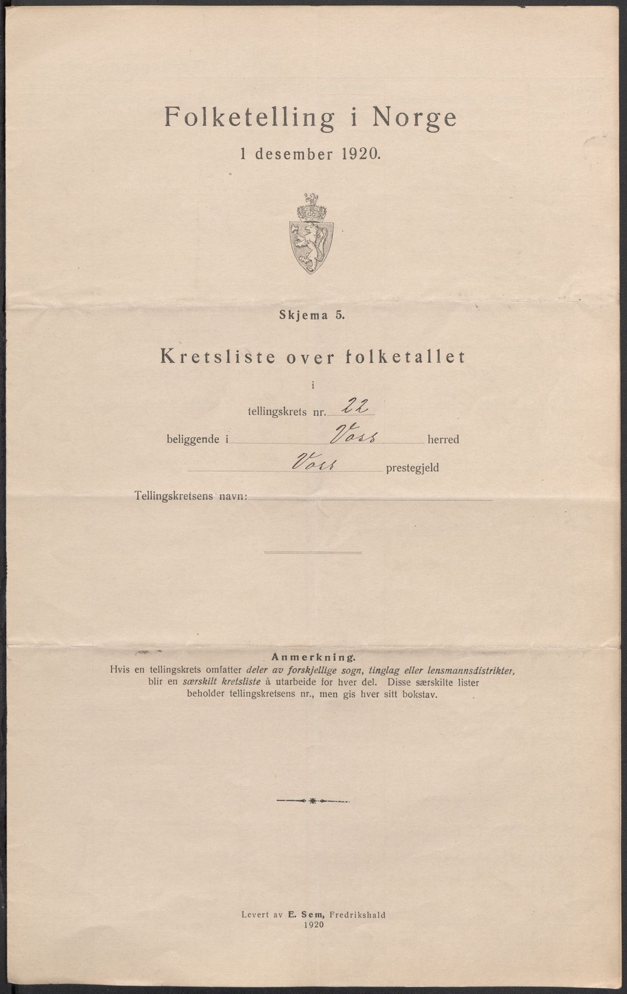 SAB, 1920 census for Voss, 1920, p. 68