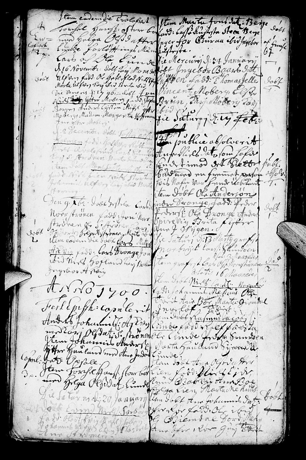 Os sokneprestembete, SAB/A-99929: Parish register (official) no. A 1, 1669-1722, p. 67