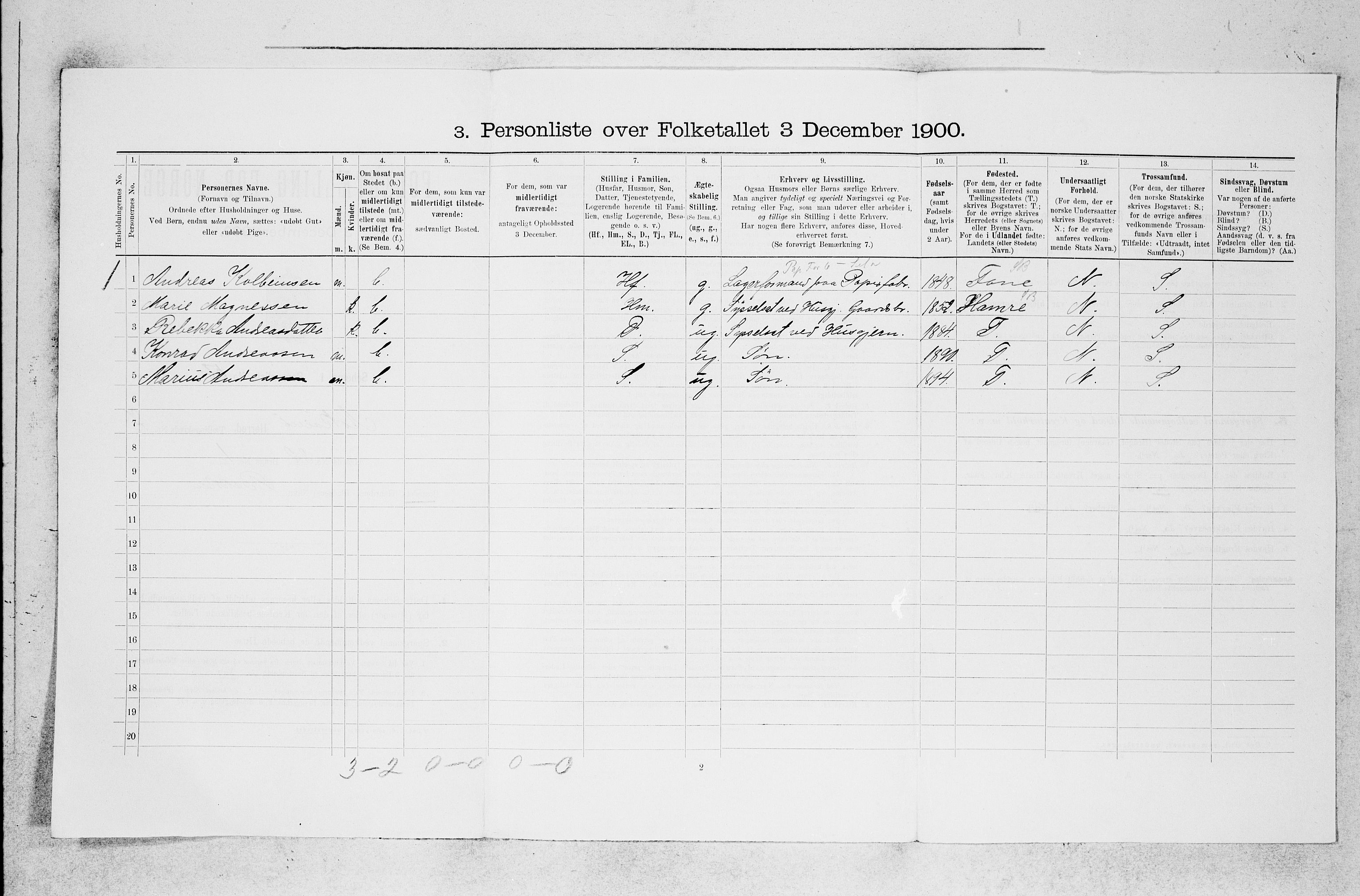 SAB, 1900 census for Askøy, 1900, p. 1023