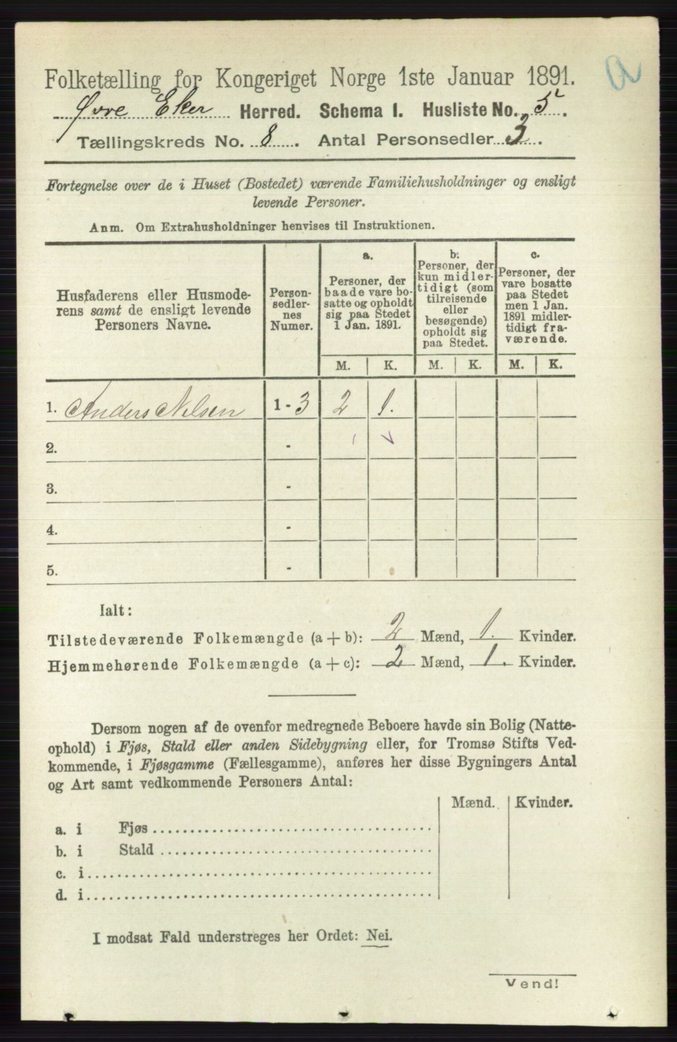 RA, 1891 census for 0624 Øvre Eiker, 1891, p. 3172