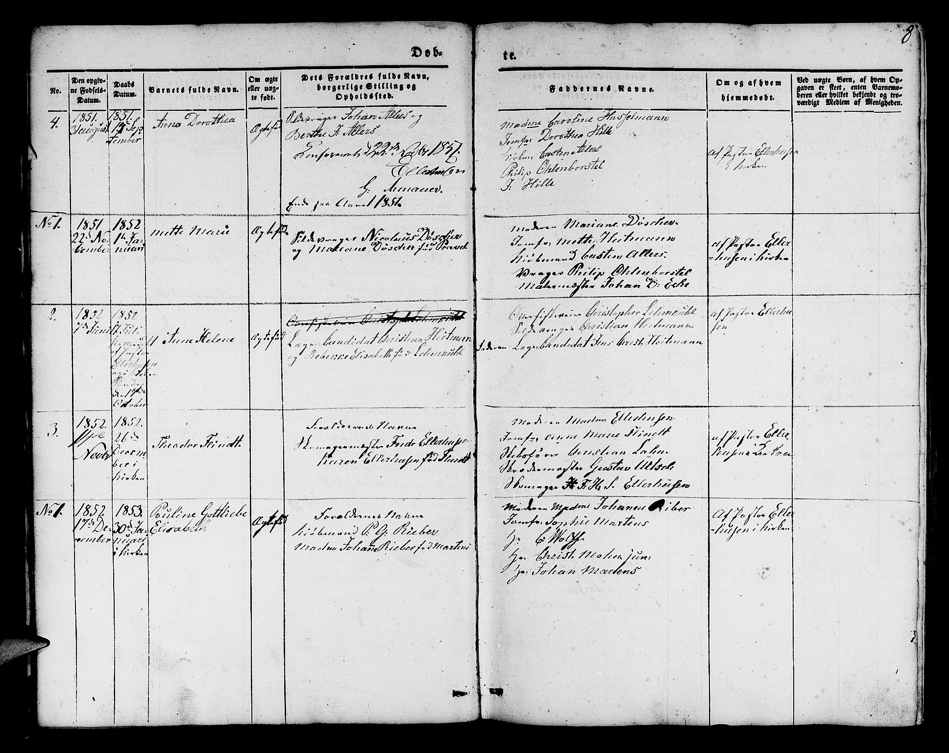 Mariakirken Sokneprestembete, SAB/A-76901/H/Hab/L0002: Parish register (copy) no. A 2, 1846-1862, p. 8