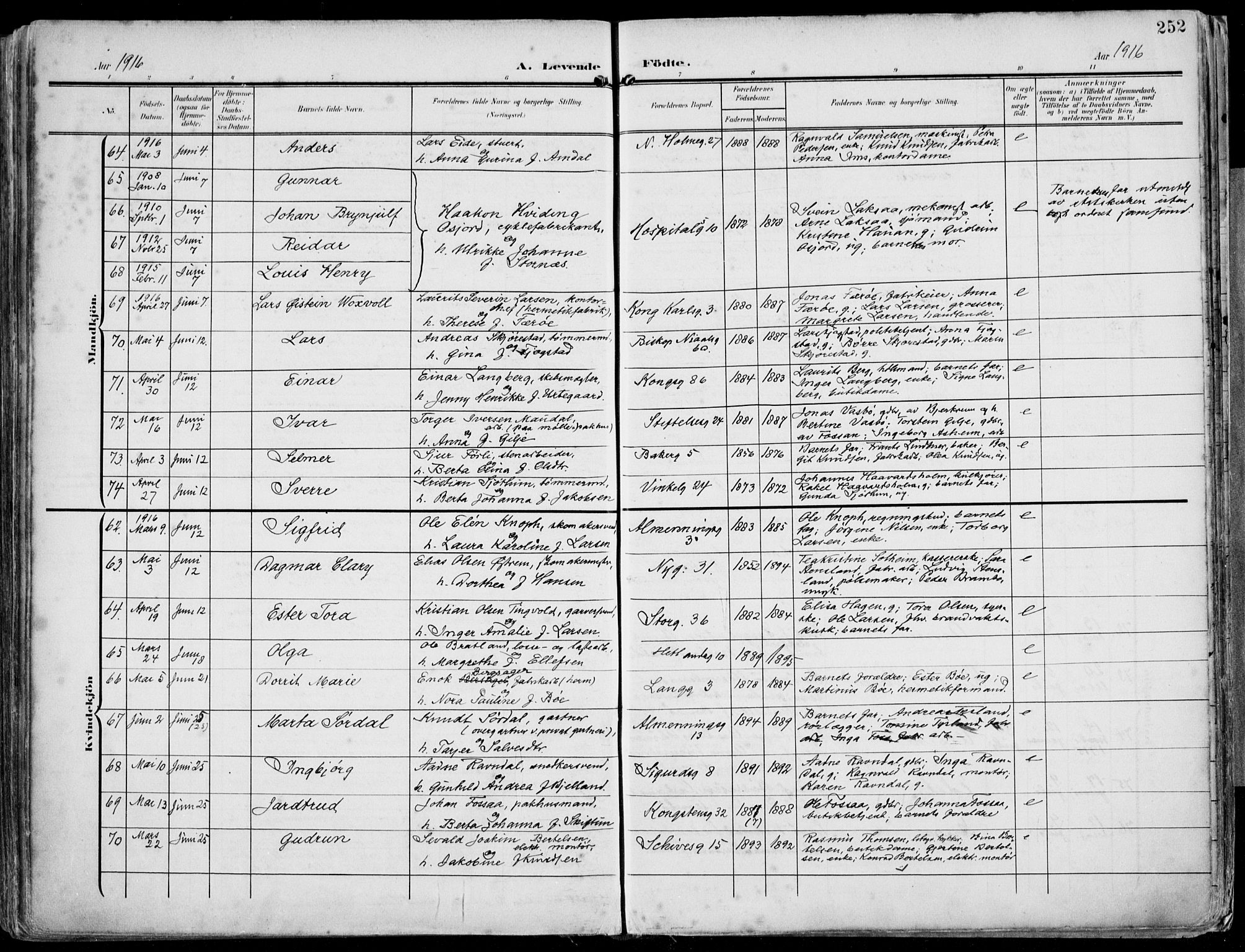 St. Petri sokneprestkontor, AV/SAST-A-101813/002/A/L0005: Parish register (official) no. A 23, 1902-1918, p. 252