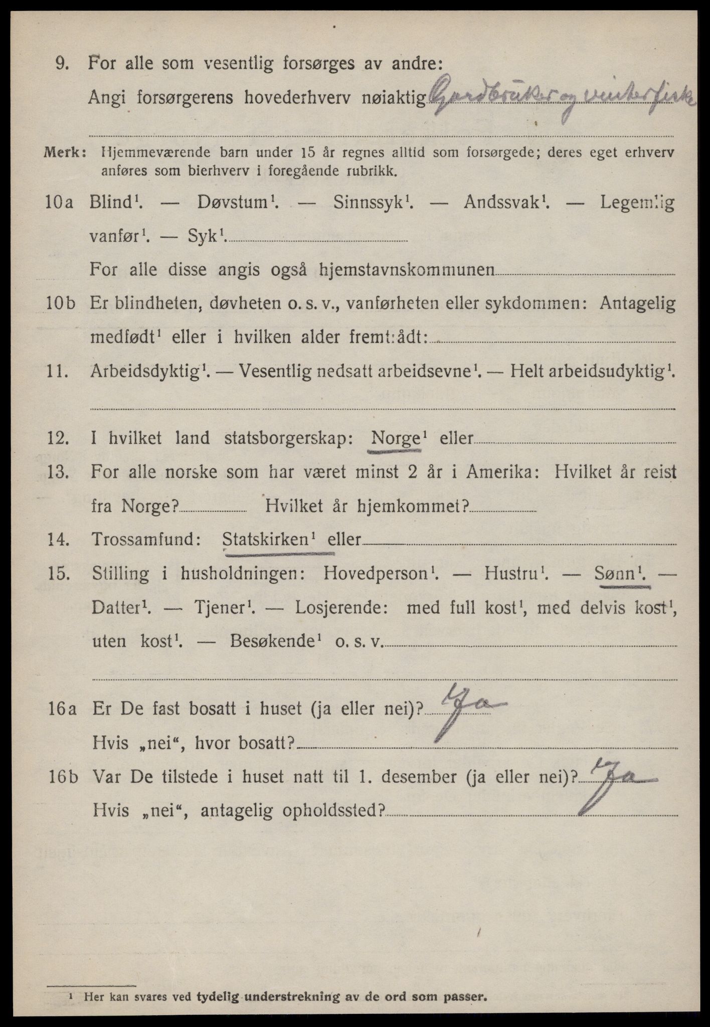 SAT, 1920 census for Vatne, 1920, p. 2203