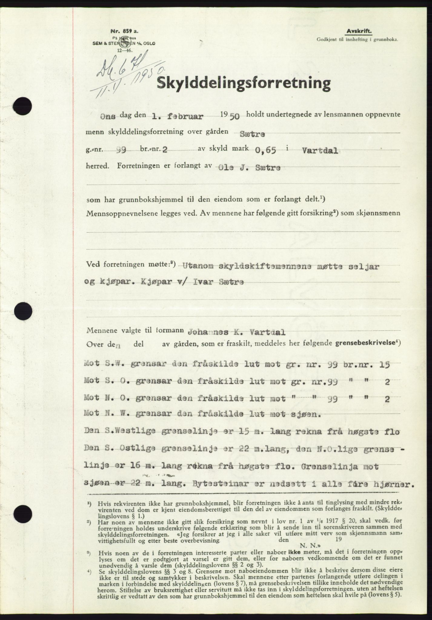 Søre Sunnmøre sorenskriveri, SAT/A-4122/1/2/2C/L0086: Mortgage book no. 12A, 1949-1950, Diary no: : 671/1950