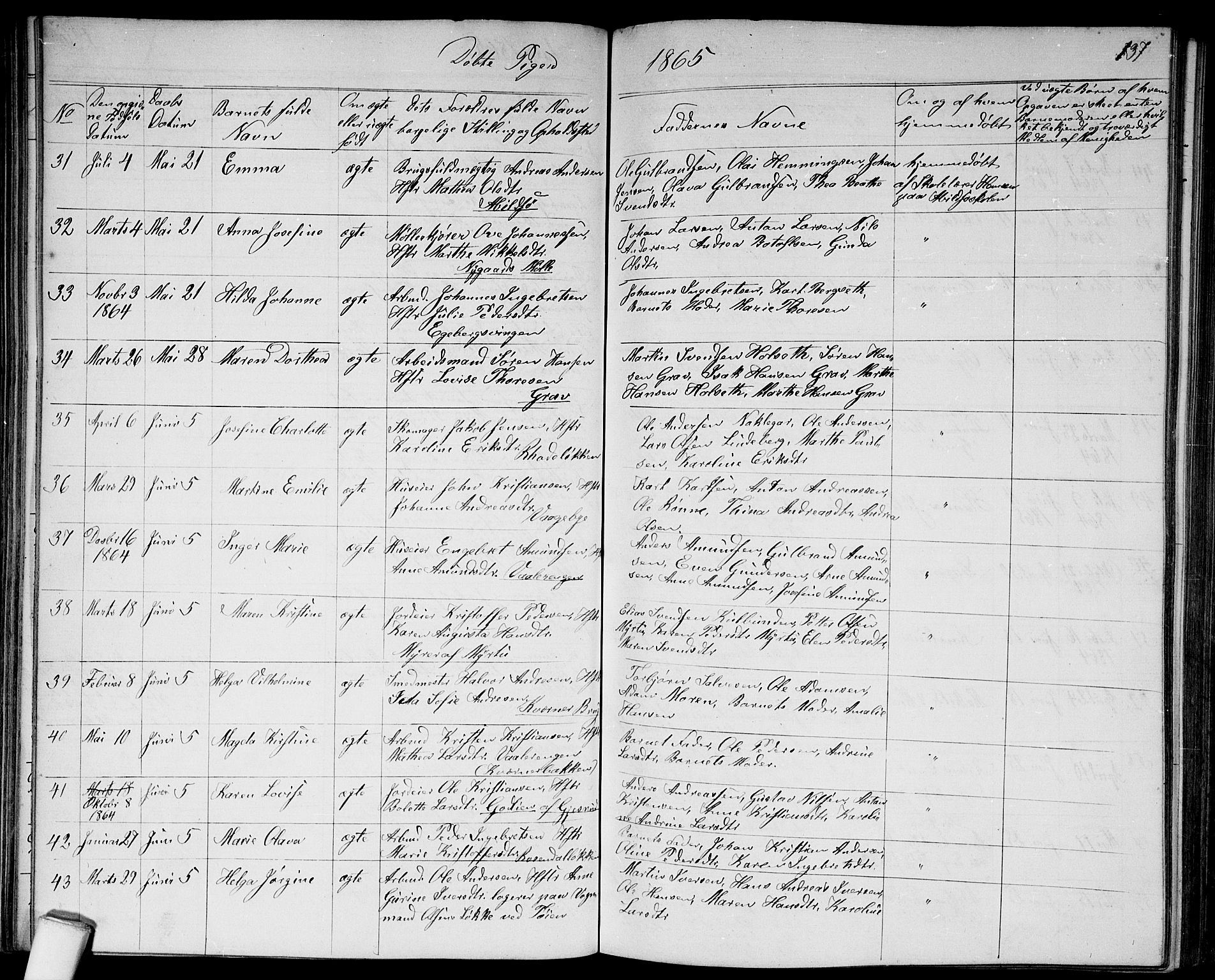 Østre Aker prestekontor Kirkebøker, AV/SAO-A-10840/G/Ga/L0002: Parish register (copy) no. I 2, 1861-1867, p. 137