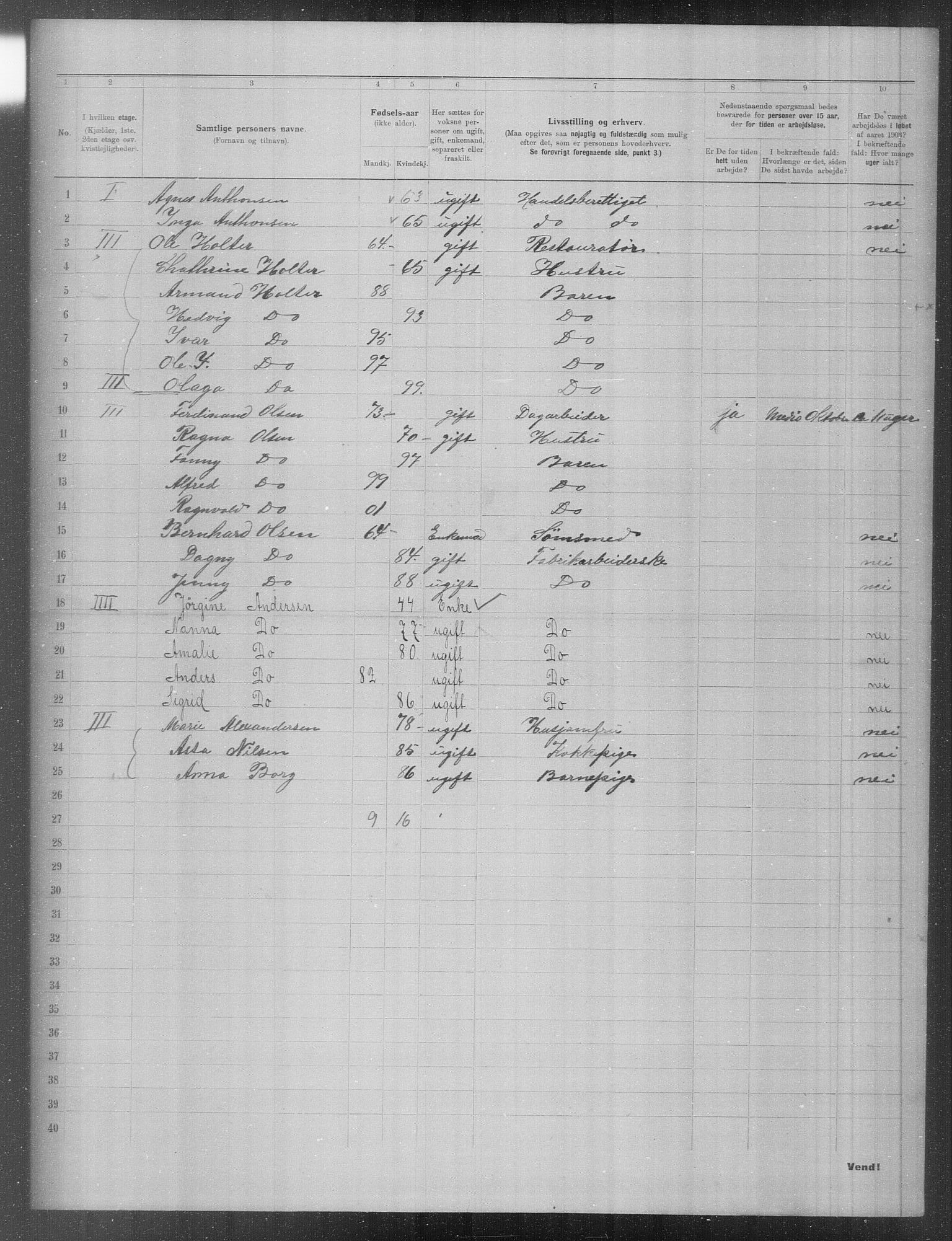 OBA, Municipal Census 1903 for Kristiania, 1903, p. 536