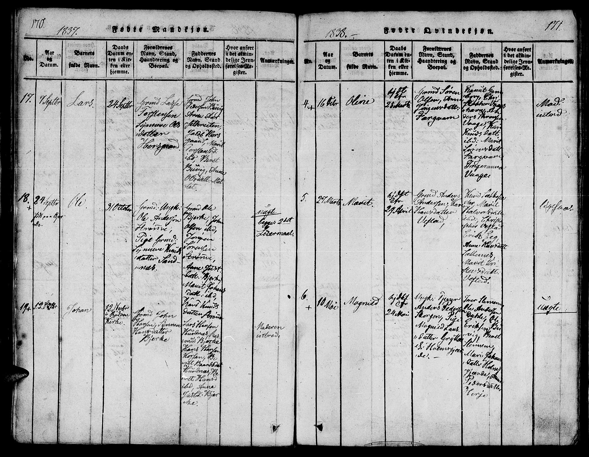 Ministerialprotokoller, klokkerbøker og fødselsregistre - Møre og Romsdal, AV/SAT-A-1454/547/L0602: Parish register (official) no. 547A04, 1818-1845, p. 170-171
